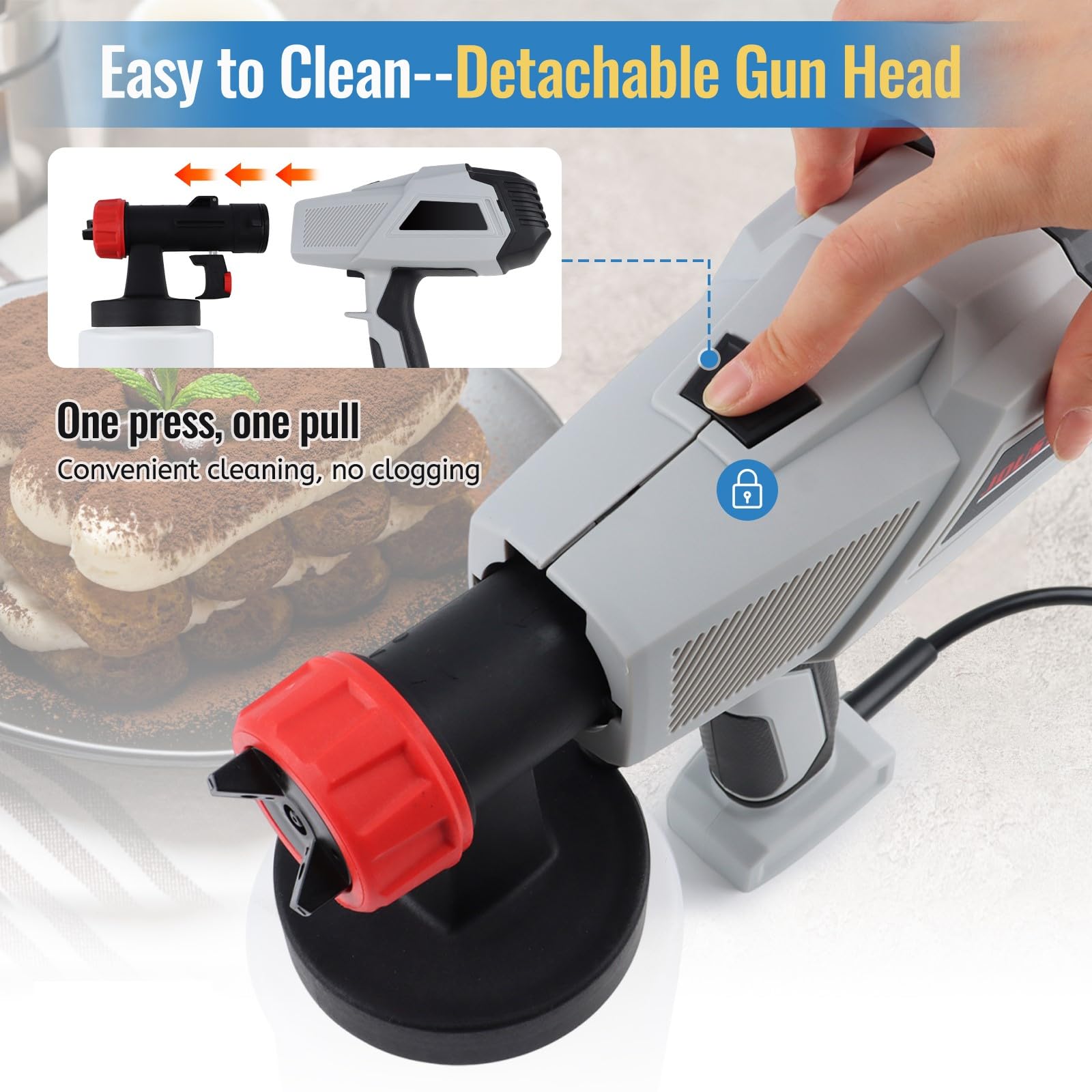 Tortendekorations Airbrush-Kit,500W Schokoladenspritzpistole,Tortendekorationsset,Tragbarer Kleiner Backsprüher,800ML Handheld Airbrush Kit für Kuchen Sprühen Industriespritzen und Gesichtsbemalung