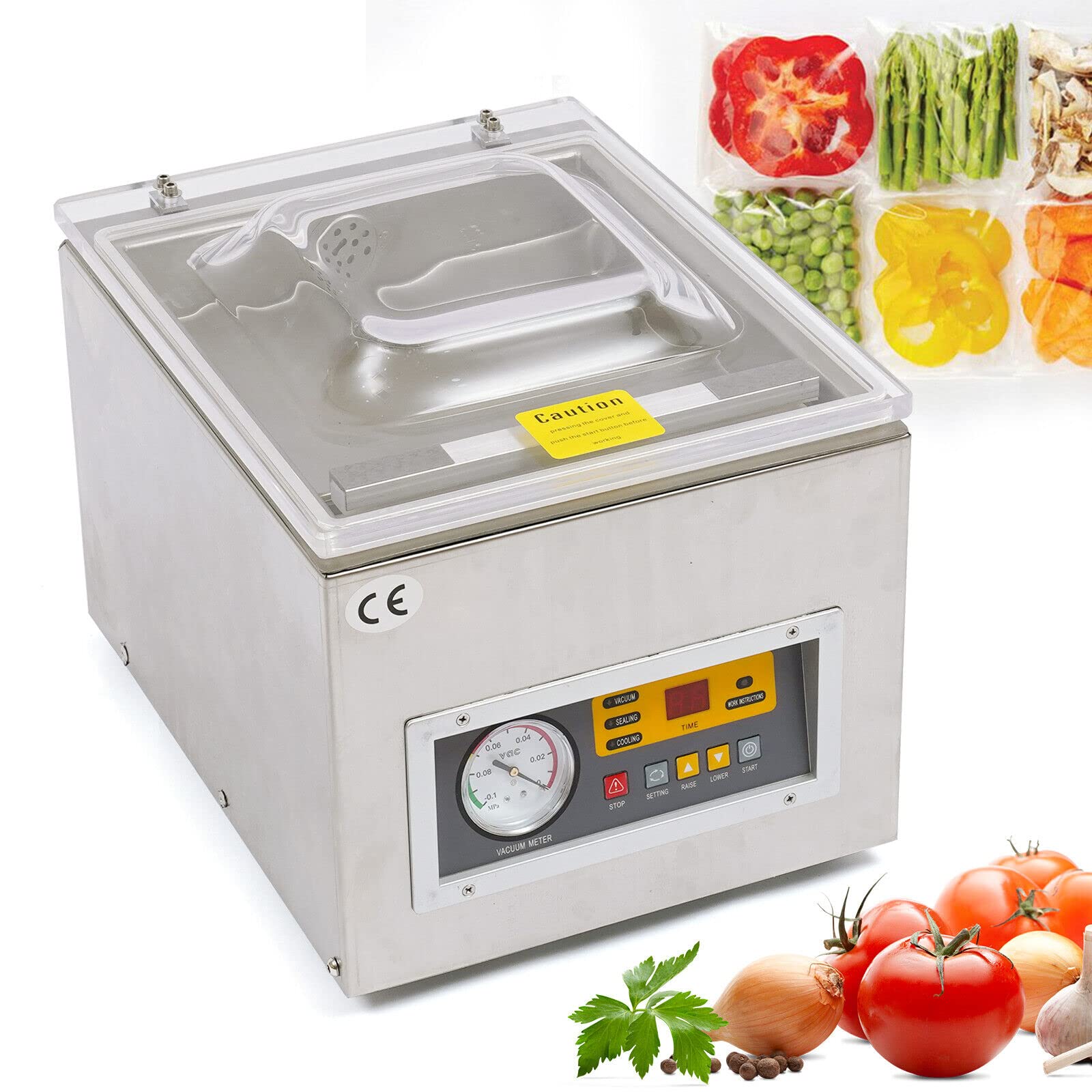 Macchina per sottovuoto professionale per sottovuoto, saldatrice per sottovuoto, macchina da tavolo, camera industriale, funzionamento con una sola mano, adatta per funzionamento a lungo termine,