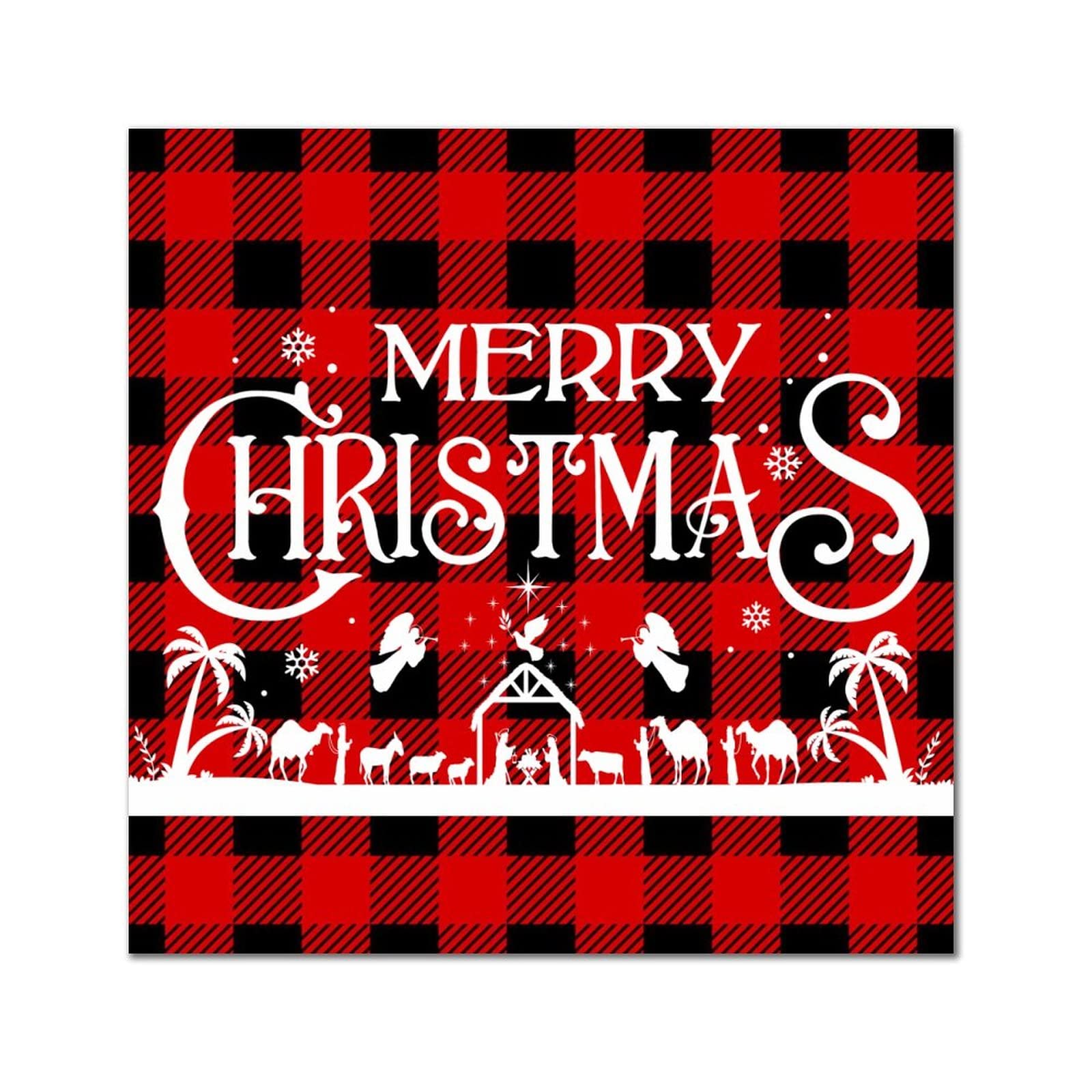 Plaque murale Merry Christmas en bois rustique de 30,5 cm pour décoration de Noël rustique