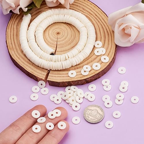 Miniatura 5 de Elecrelive Aproximadamente 380400 cuentas espaciadoras redondas planas de arcilla polimérica de 0.315in hechas a mano con disco Rondelle Heishi para