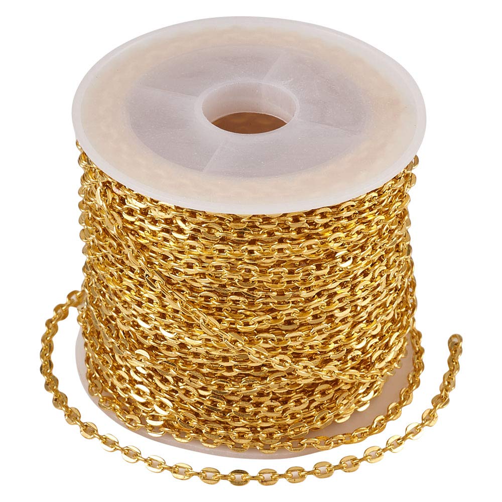 Cheriswelry Golden Iron Cable Chain Unwelded Rolo Cross Cable Links Chains with Spool for DIY Jewellery Bracelet Making, 10m x 3mm โ image 1