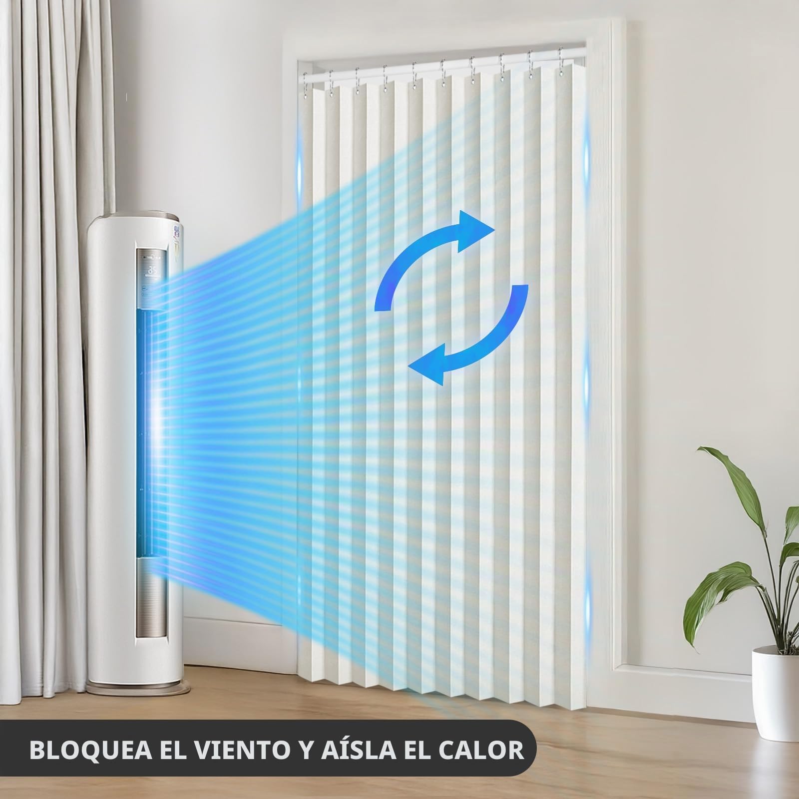 RINHARTEX Cortina magnética opaca estilo acordeón para puerta de armario, plisada, plegable, puerta de acordeón, divisor de habitación, dormitorio, baño, sala de estar (42 x 78 pulgadas, blanco crema)