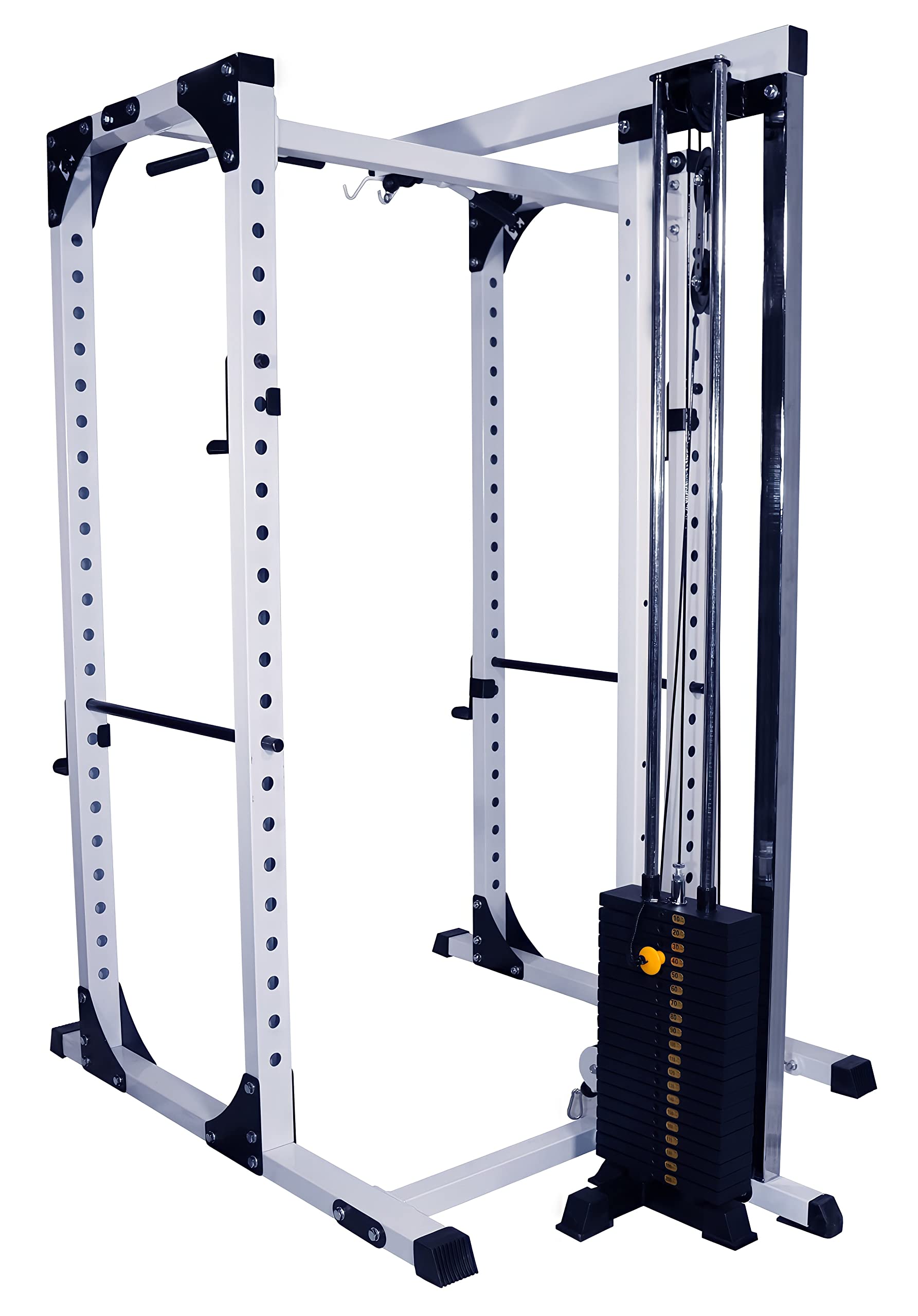 Deltech Fitness Squat Rack with LAT Attachment and 200lb. Weight Stack