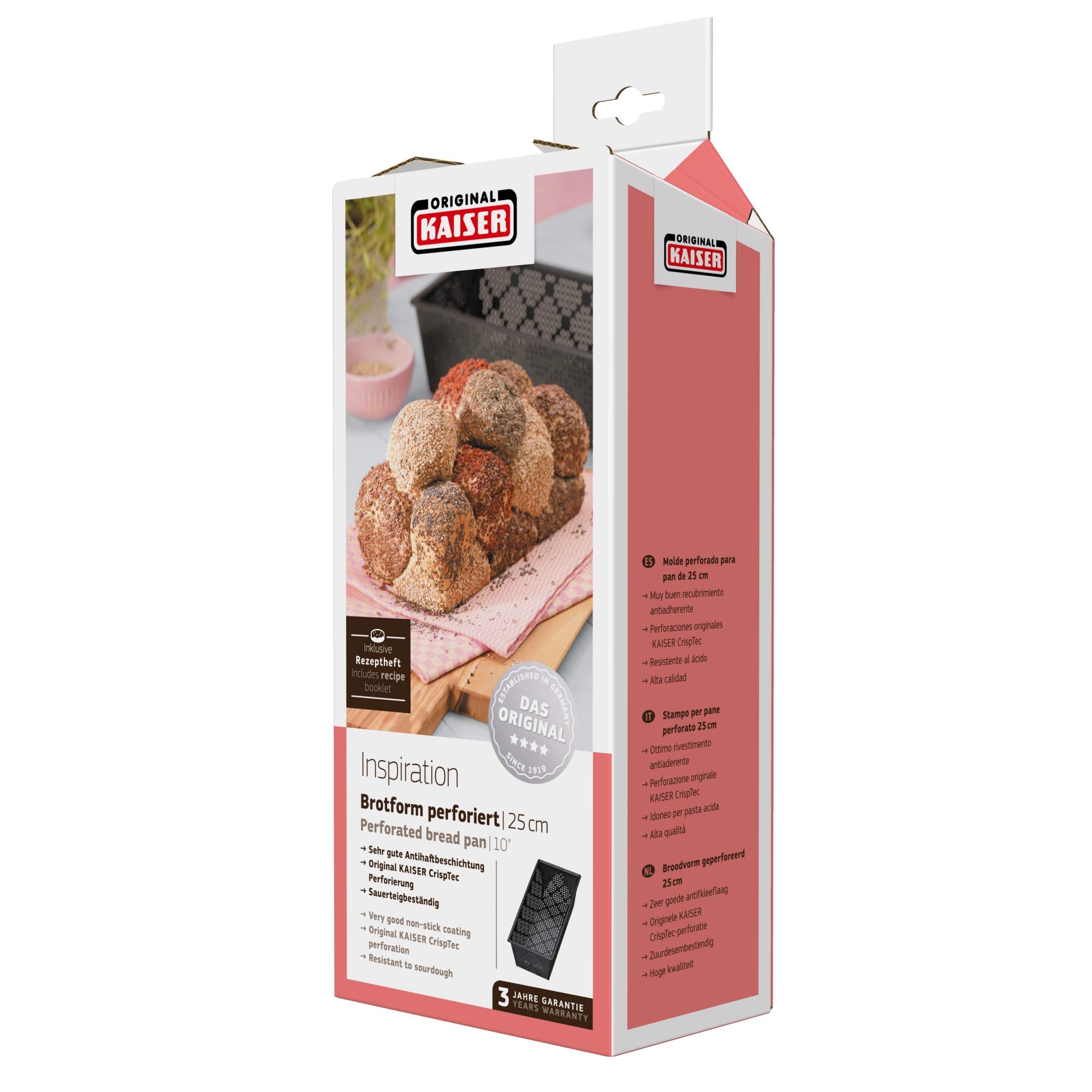 Kaiser Pain Inspiration perforé 25 cm Antiadhésif Acier avec livret de Recettes