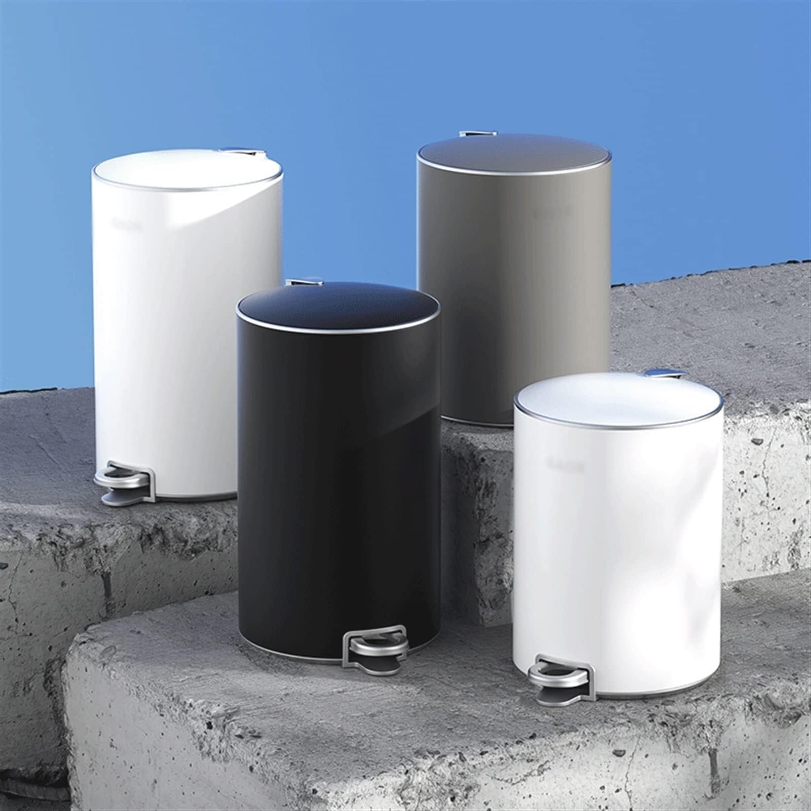 Papierkorb 8 Liter / 12 Liter / 15 Liter Haushalt großer Papierkorb aus Edelstahl Küche Bad Schlafzimmer Papierkorb mit Deckel(Schwarz,15l)