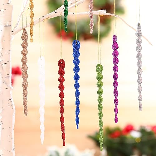 Vista 323 de 30 piezas de carámbanos de plástico retorcidos de plástico de carámbanos de Navidad, decoración colgante para árbol de Navidad, fiesta de Navidad