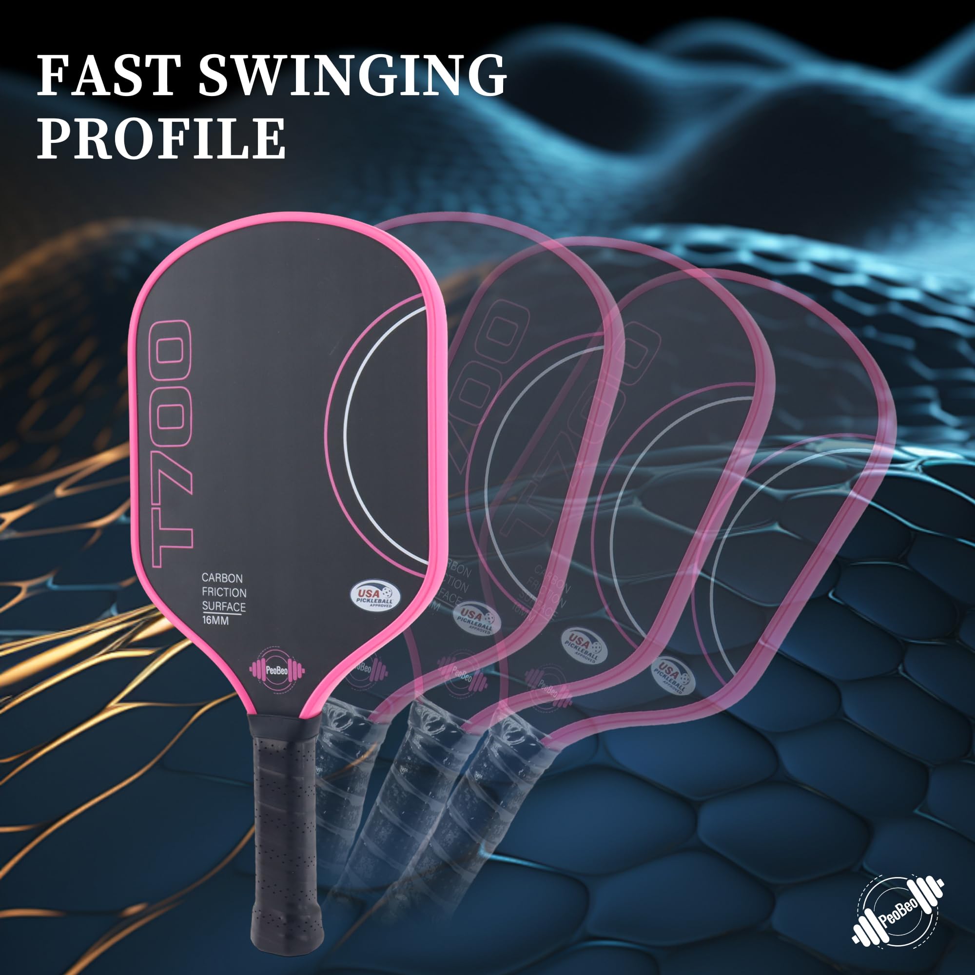 PeoBeo T700 Raw Carbon Fiber Pickleball Paddle with a Rev-Core  display picture 1