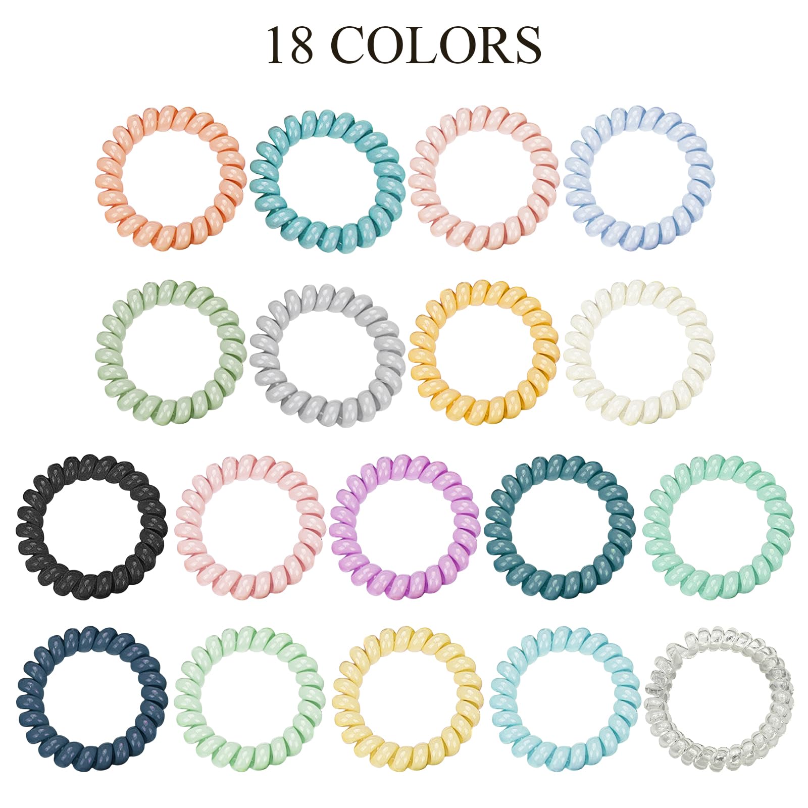 36 elastici per capelli a spirale colorati da donna, avvolti singolarmente, elastici per capelli sottili, nessun danno, per capelli spessi, senza pieghe