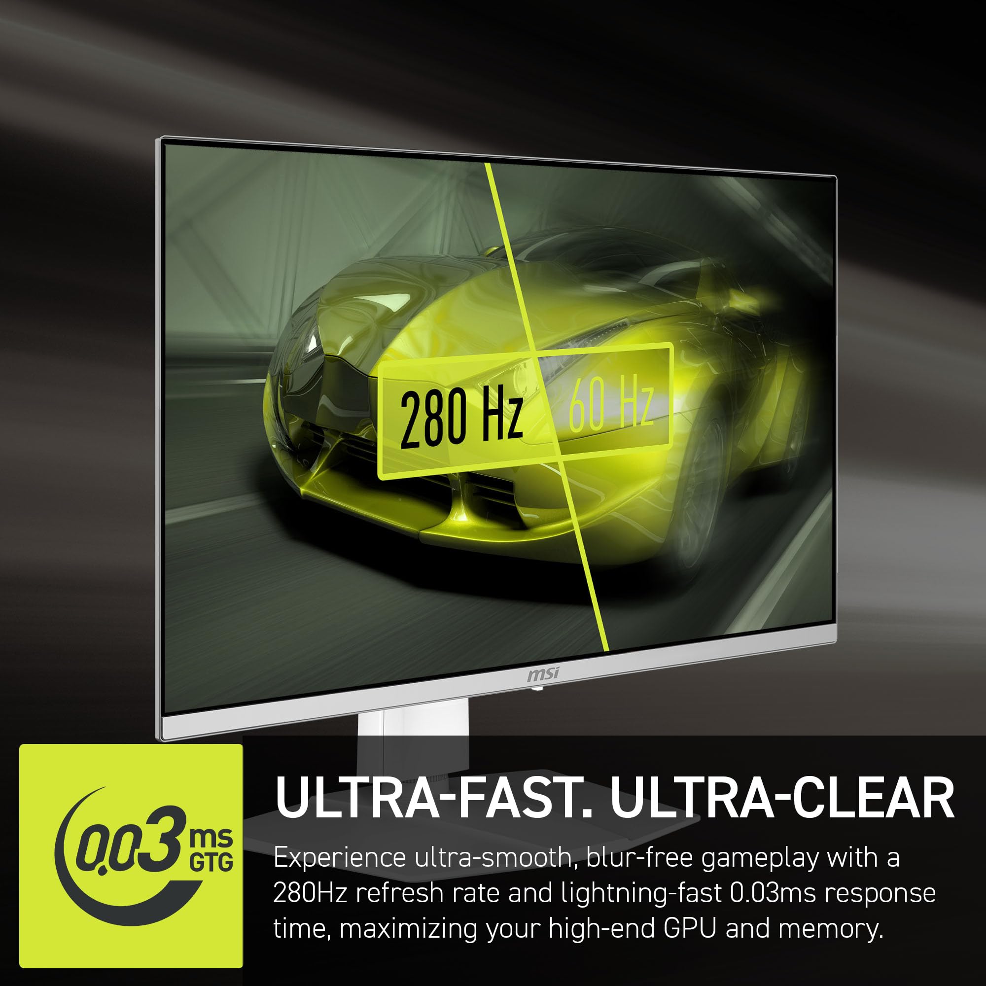 MSI MAG 272QPW QD-OLED X28 27" 2560 x 1440 (QHD), 280 Hz, sincronizzazione adattativa, compatibile HDR, HDMI, porta VGA, montaggio VESA, inclinabile, lunetta sottile su 4 lati, 0,03 ms, bianco