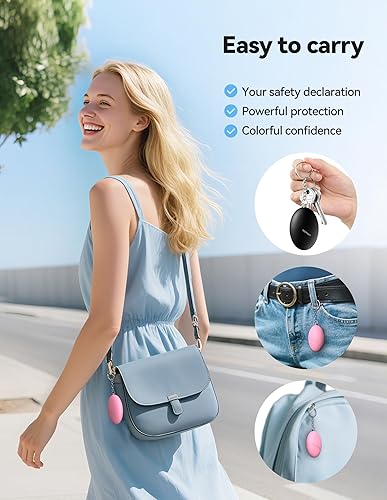Miniatura 4 de Alarma de seguridad personal para mujeres, paquete de 2 llaveros de autodefensa impermeable de 140 dB para viajes, alarma personal, sirena fuerte,