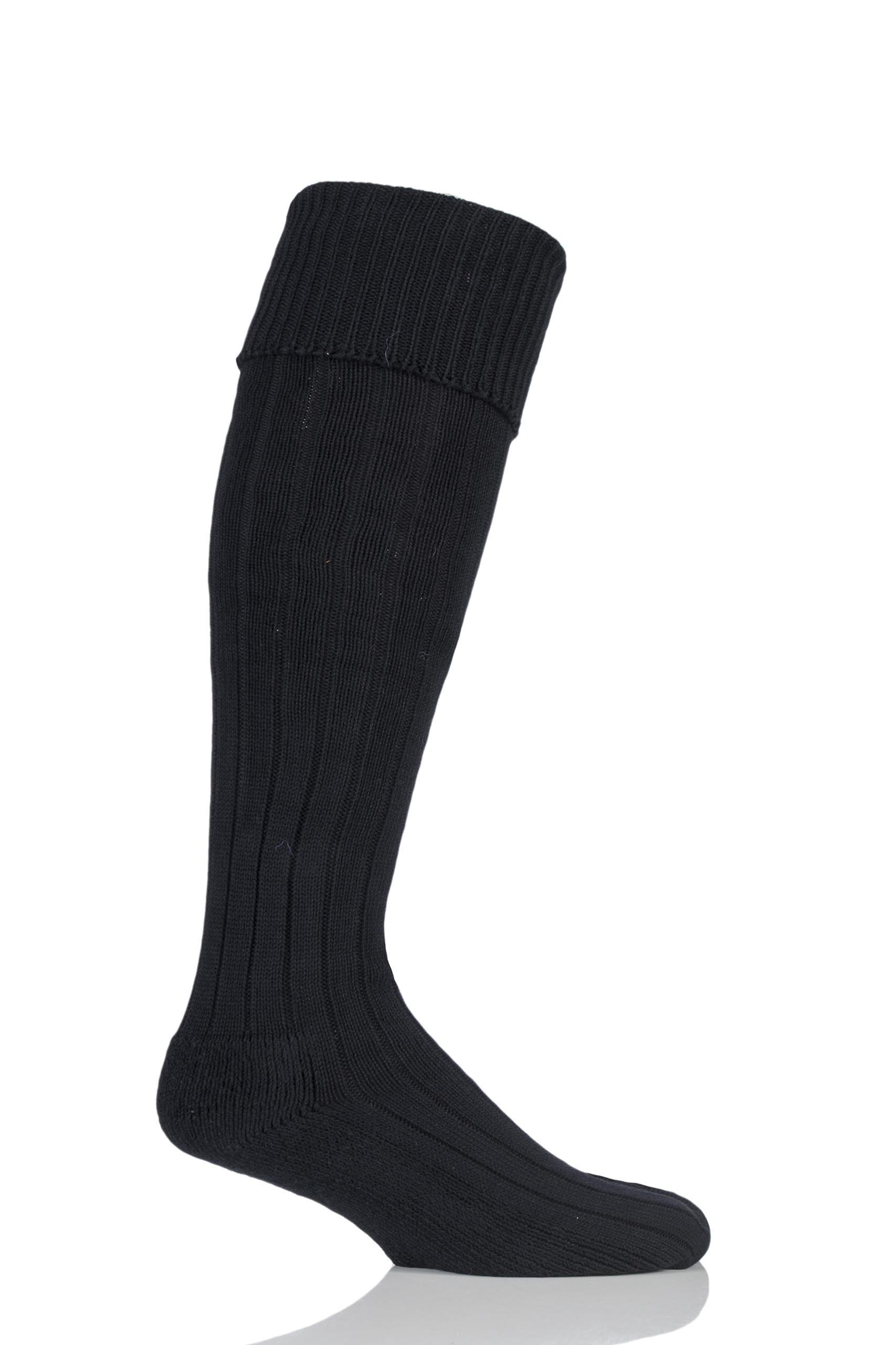 Glenmuir Mens 1 Pair Birkdale Cotton Cushioned Knee High Golf Socks Black 7-11