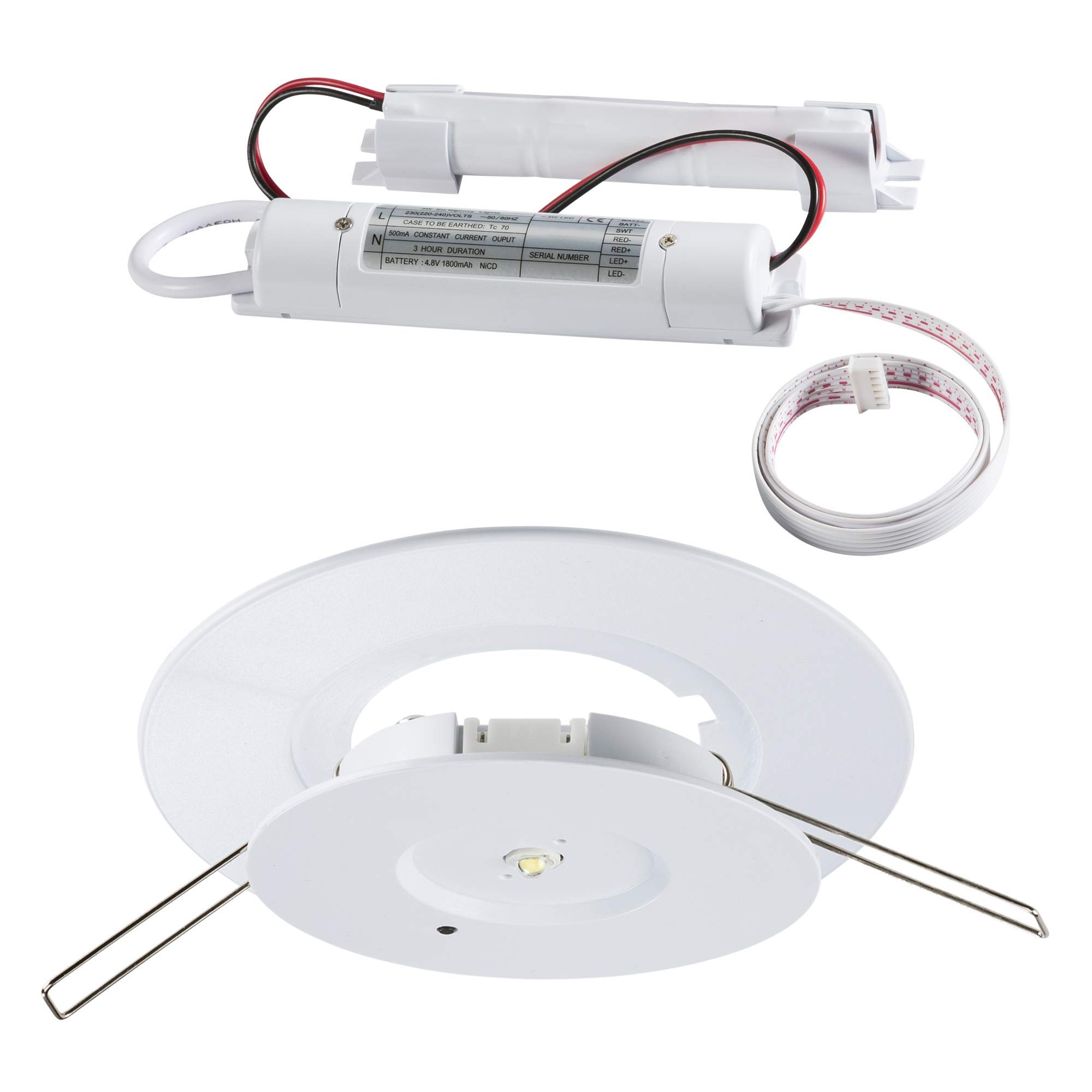 Knightsbridge Emergency Downlight, 3 W, Green,70-130mm