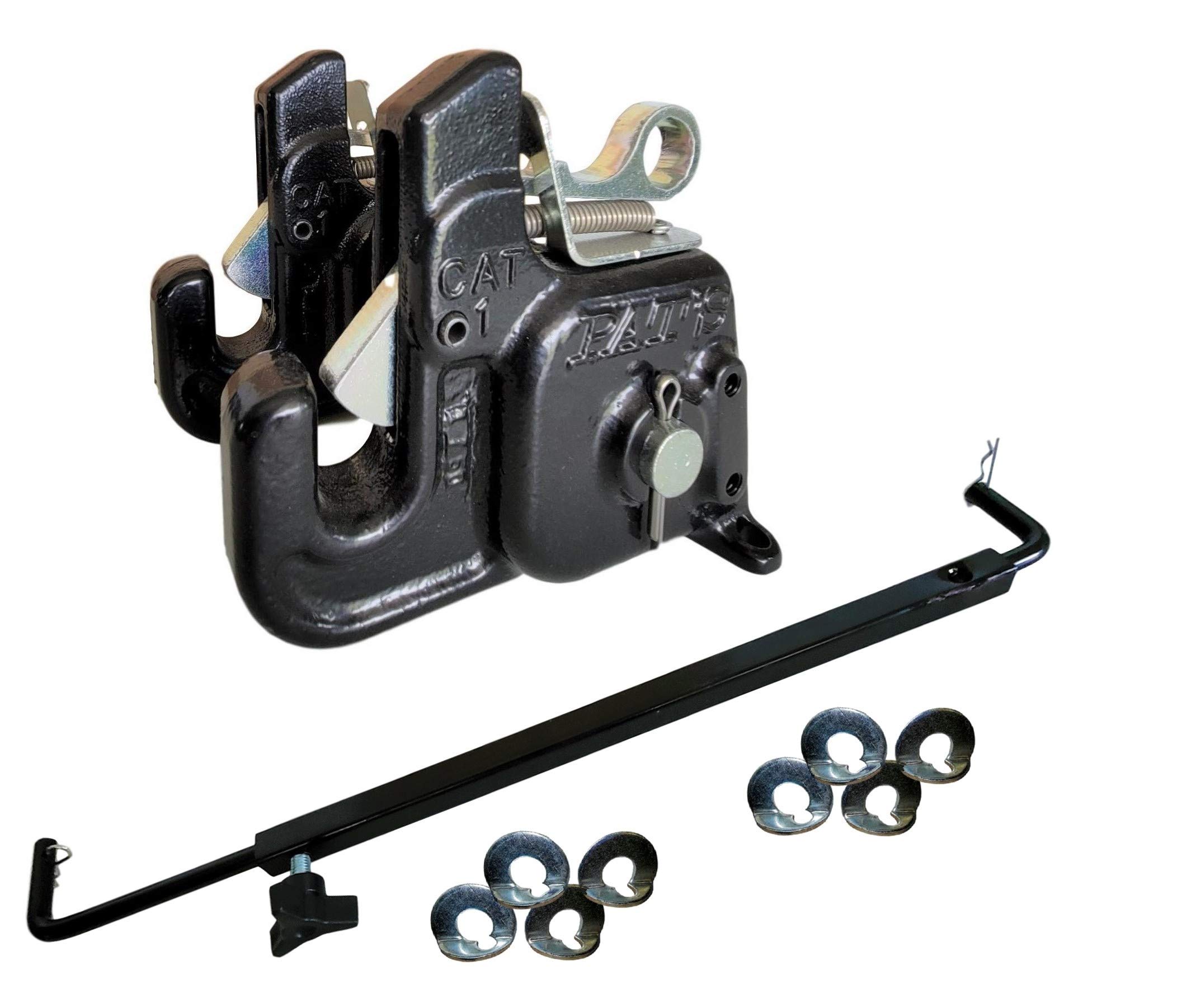 Pat's Easy Change with Stabilizer Bar - Best Quick Hitch System On The Market – Flexible, Durable and Affordable (CAT #1 Black)