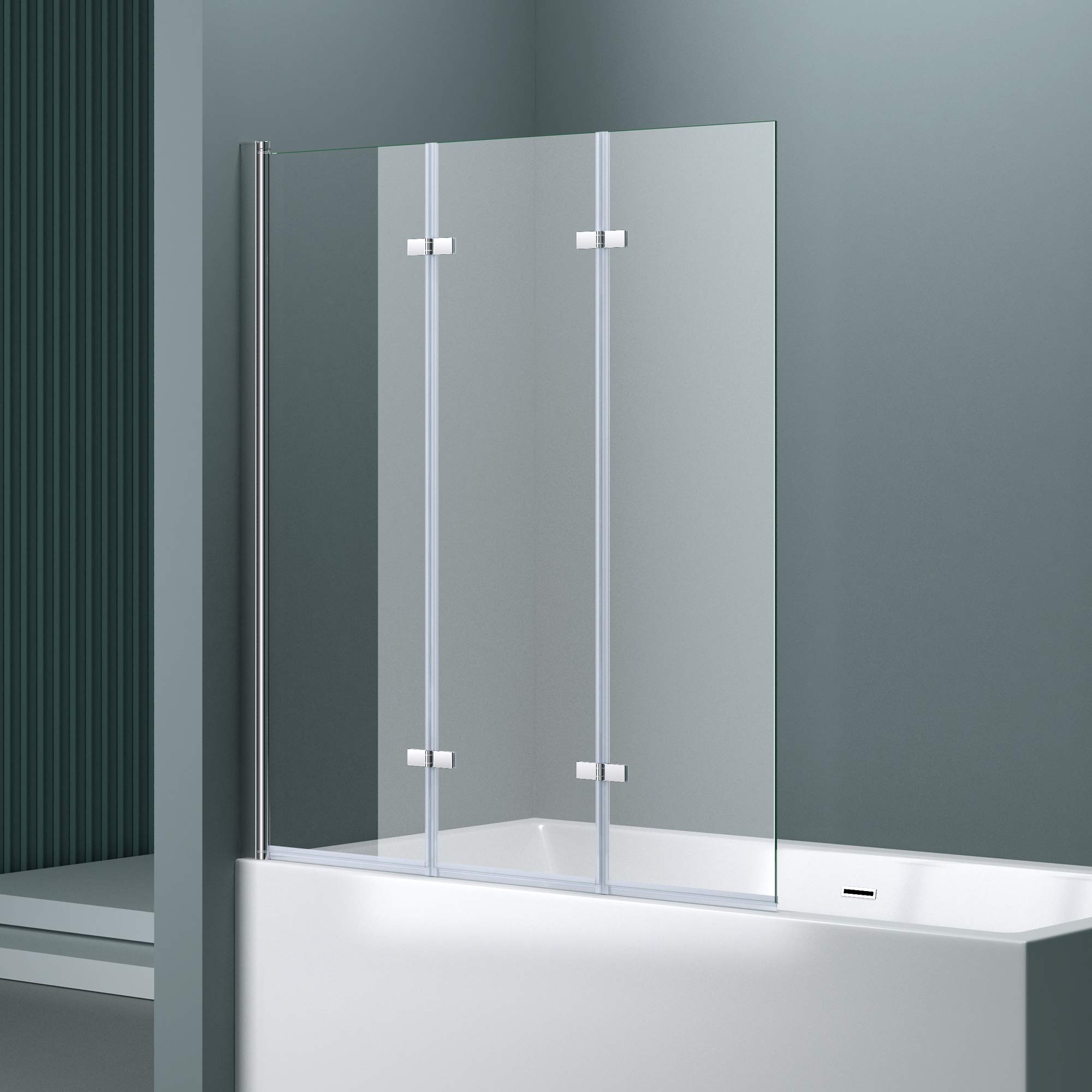 doporro Parete doccia per vasca da bagno, 130 x 140 cm, parete pieghevole