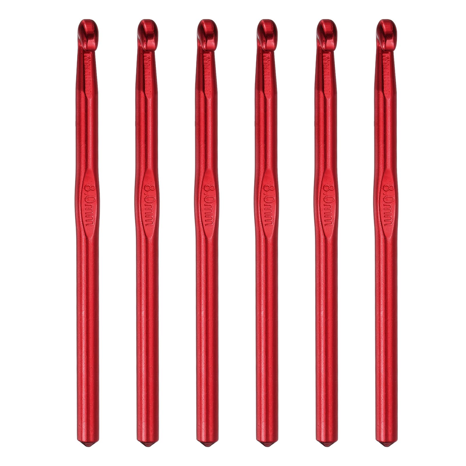PATIKIL 8mm Crochet Hook Knitting, 6Pcs Aluminum Crochet Knitting Needles Crochet Hooks with Size for DIY Yarn Craft Kit Blankets Gifts for Crochet Lovers, Red