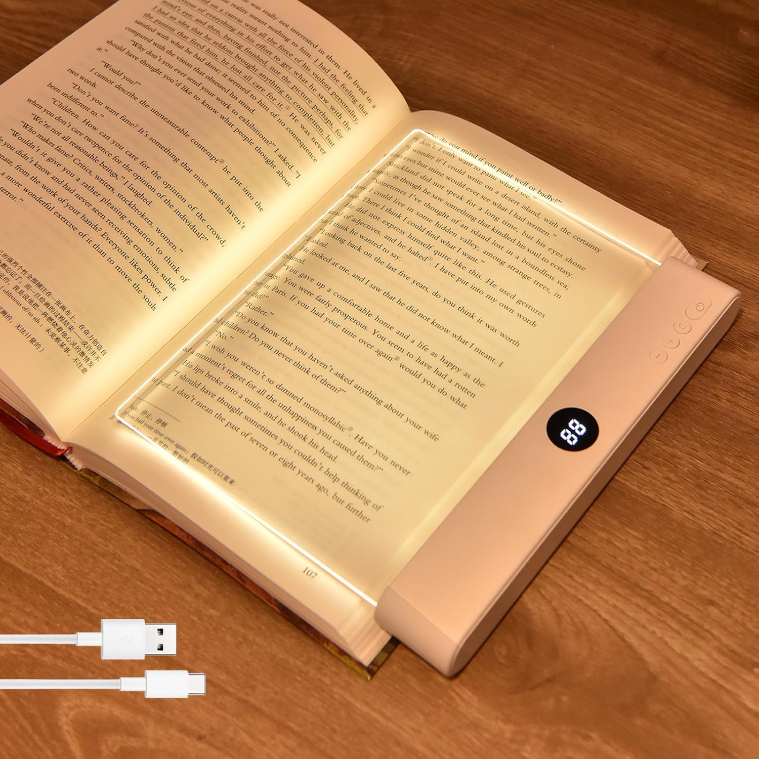 Buchlicht, 3 Farben verstellbare LED-Leselampe, flach, wiederaufladbar, klar, mit Timer- und Memory-Funktion, Nachttischlampe, Buchliebhaber, Geschenke für Jungen und Mädchen, Damen, Herren