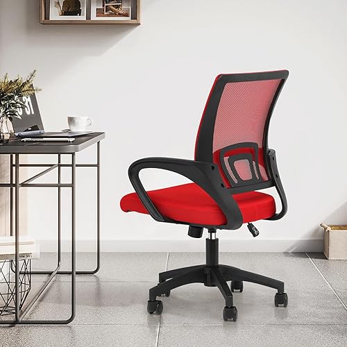 Miniatura 2 de MoNiBloom Silla de oficina de malla para el hogar, silla giratoria ergonómica con respaldo medio con asiento acolchado y reposabrazos, capacidad de