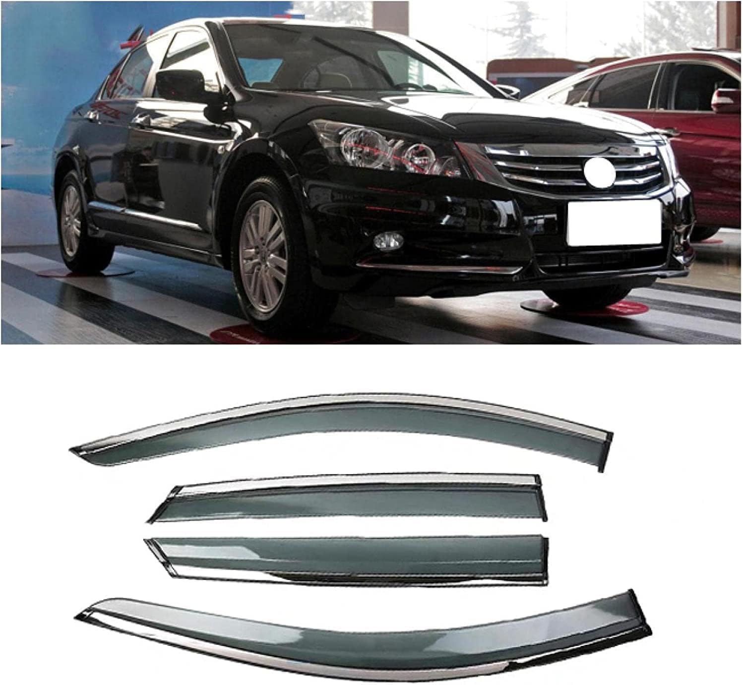 PANXUC Car Wind Deflectors for Accord 2008-2013, Side Window Wind Rain Deflector Window Visor Sun Rain Guard Smoke Guards