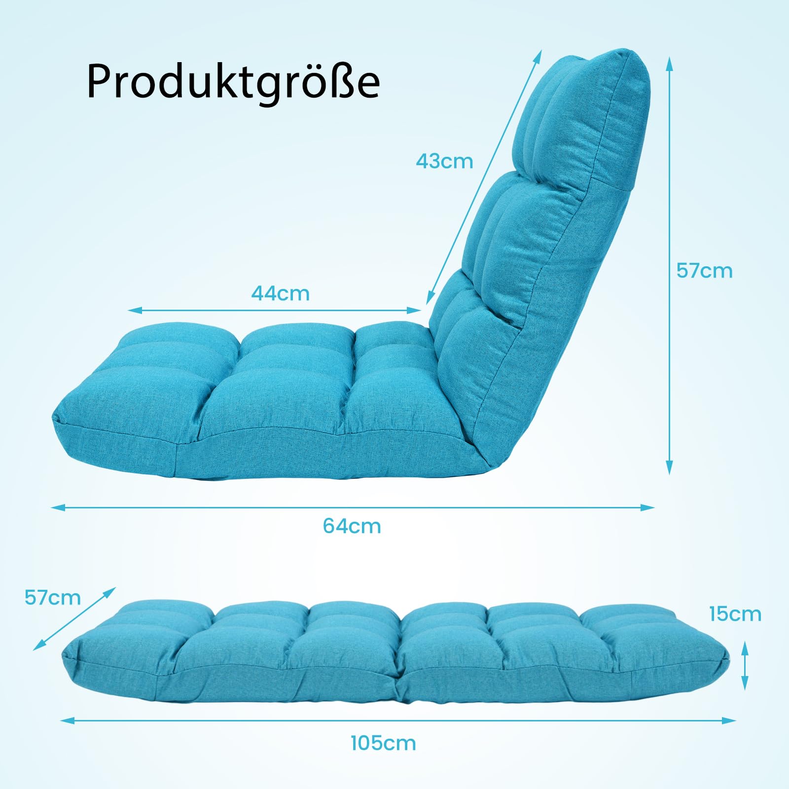 bonVIVO - Easy II verstelbare vloerstoel met rugleuning, comfortabele