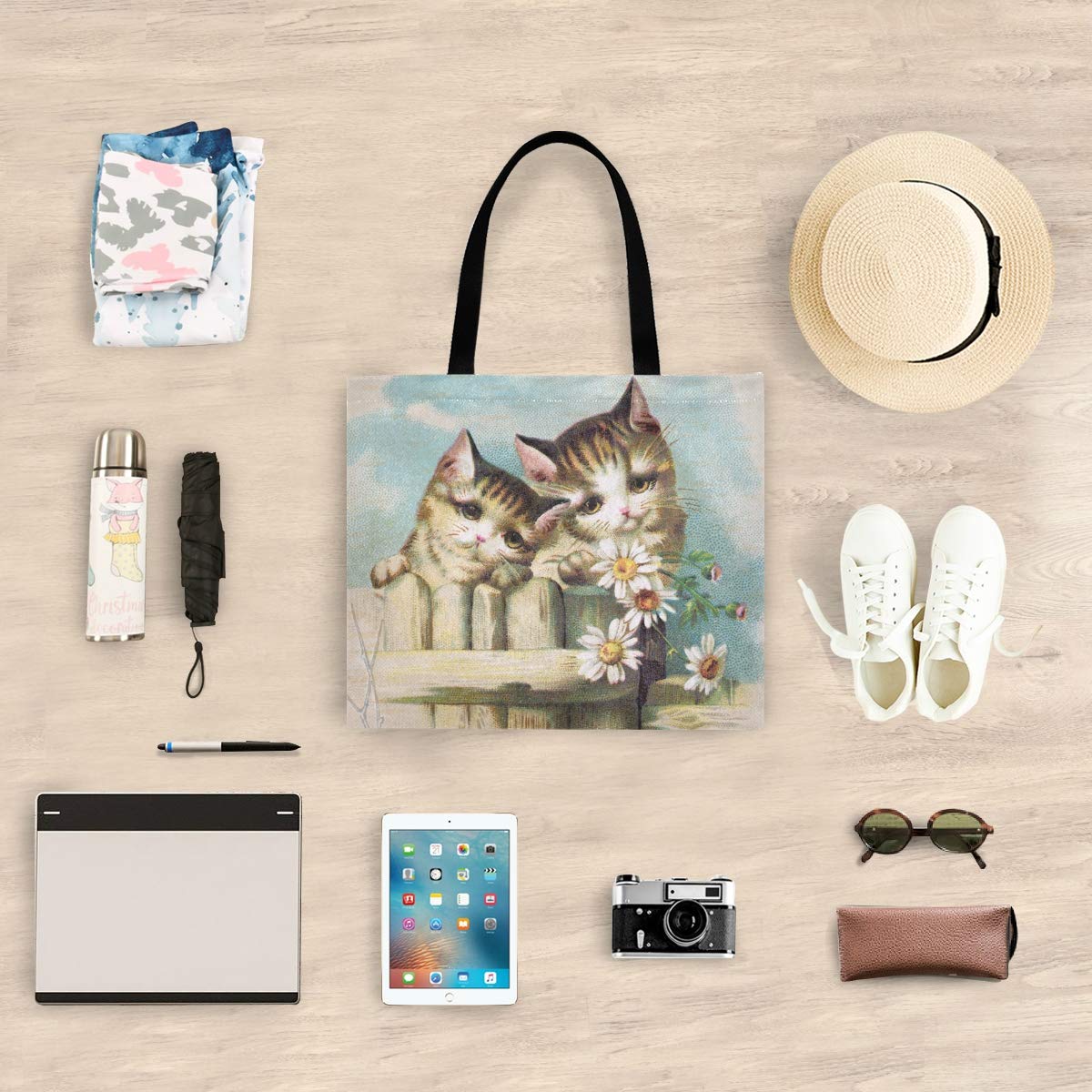 Sac Fourre-tout En Toile Avec Motif Paysage Minimaliste, Naturel