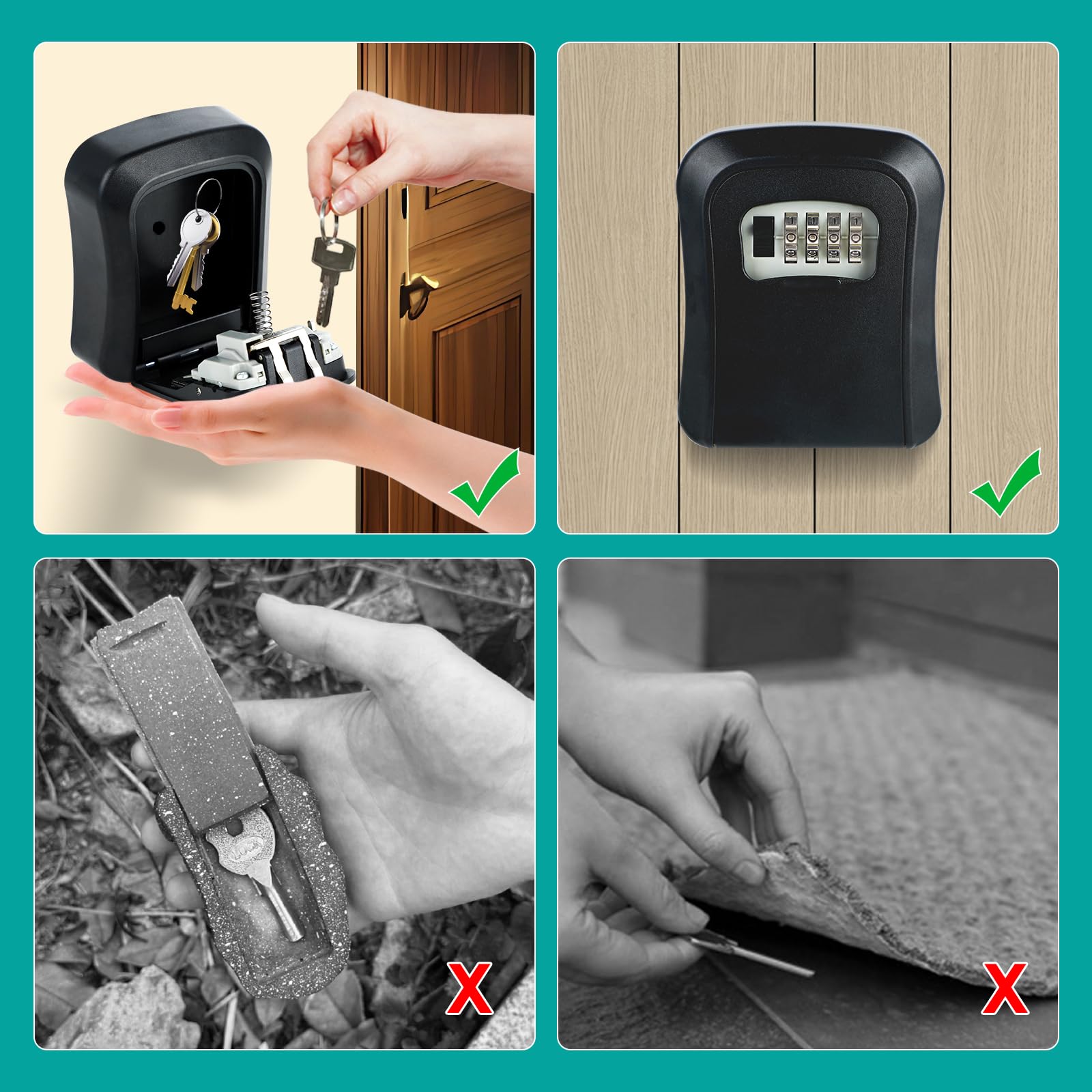 Cassaforte Per Chiavi Da Esterno Impermeabile - Con Codice A 4 Cifre, Montaggio A Parete Per Casa E Ufficio - Foto 3