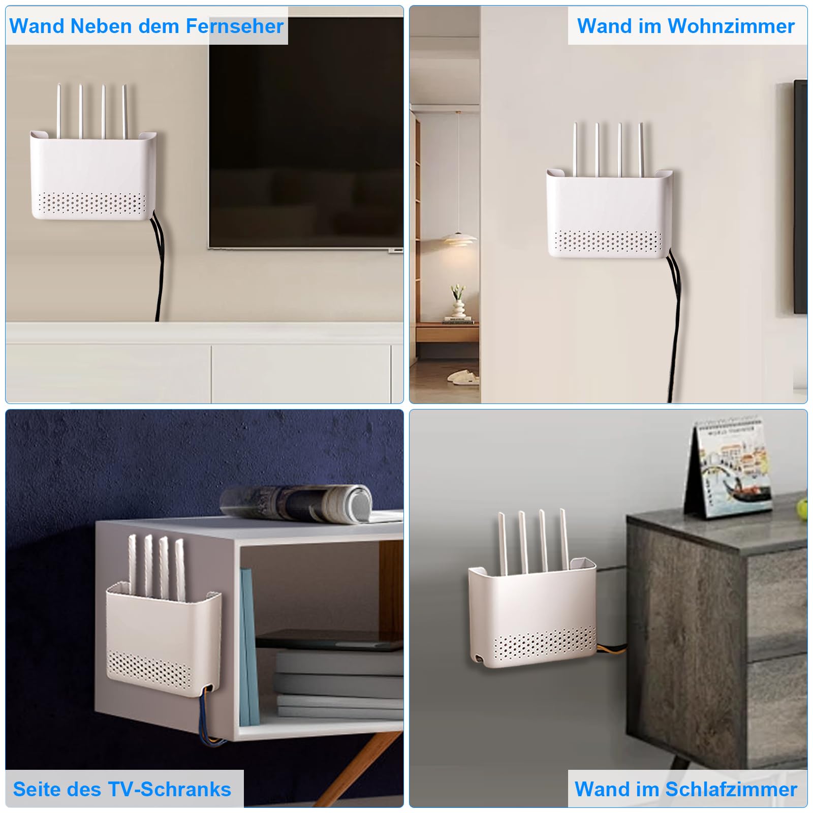 Scatola di Immagazzinaggio per WiFi Router, Organizer per Cavo Multipresa, Armadietto WiFi per Nascondere Router e Modem, Scatola Nascosta per Gestione Cavi in Metallo con Scatola Portaoggetti(Color:W