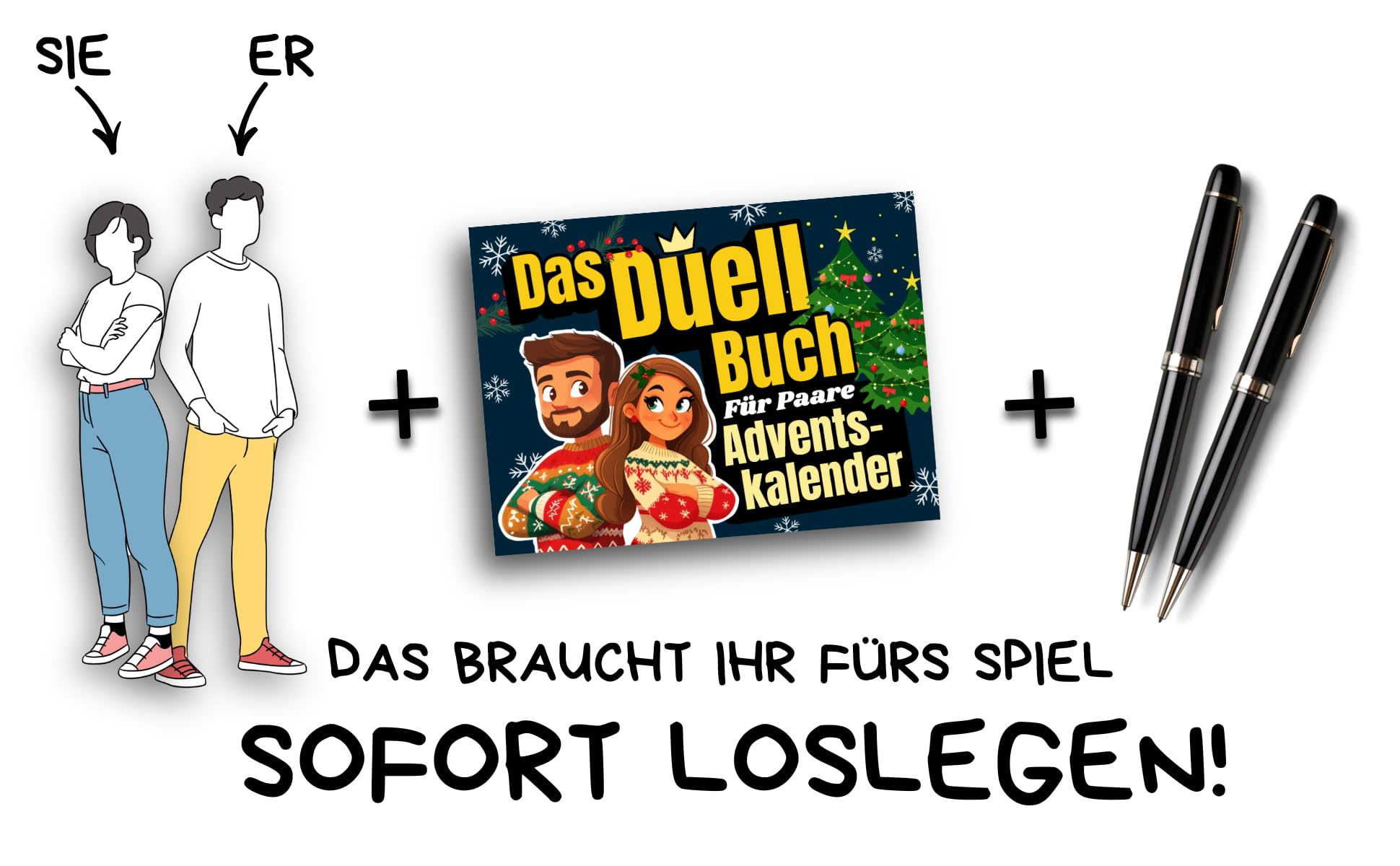 Adventskalender für Paare - Das Duell-Buch: 24 lustige Spiele und Challenges inkl. 24 besondere Gutscheine für eine spannende Adventszeit und ein unvergessliches Weihnachten!