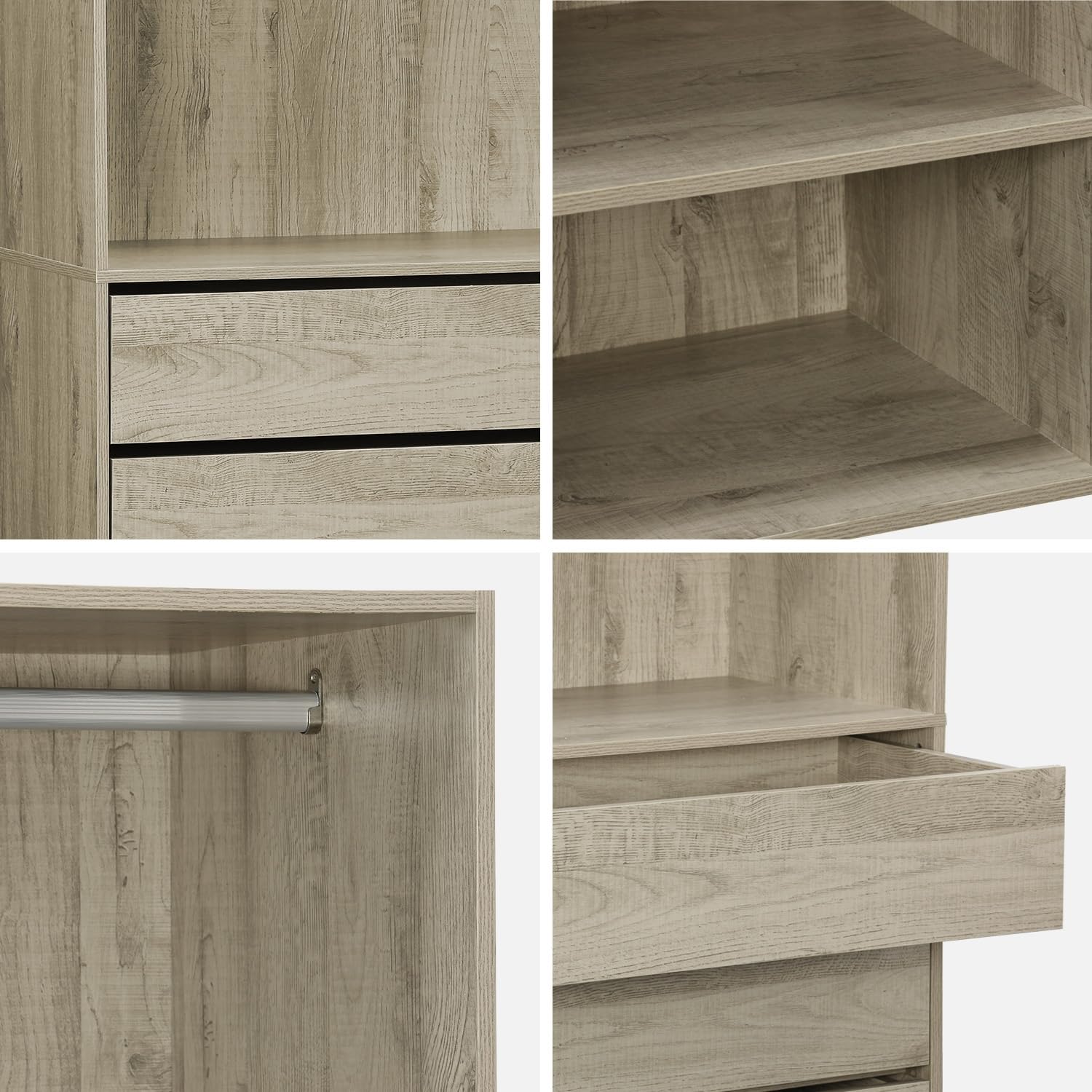 sweeek - Kit Dressing modulable 3 éléments MODULO. Naturel. 200 x 45 x 180 cm