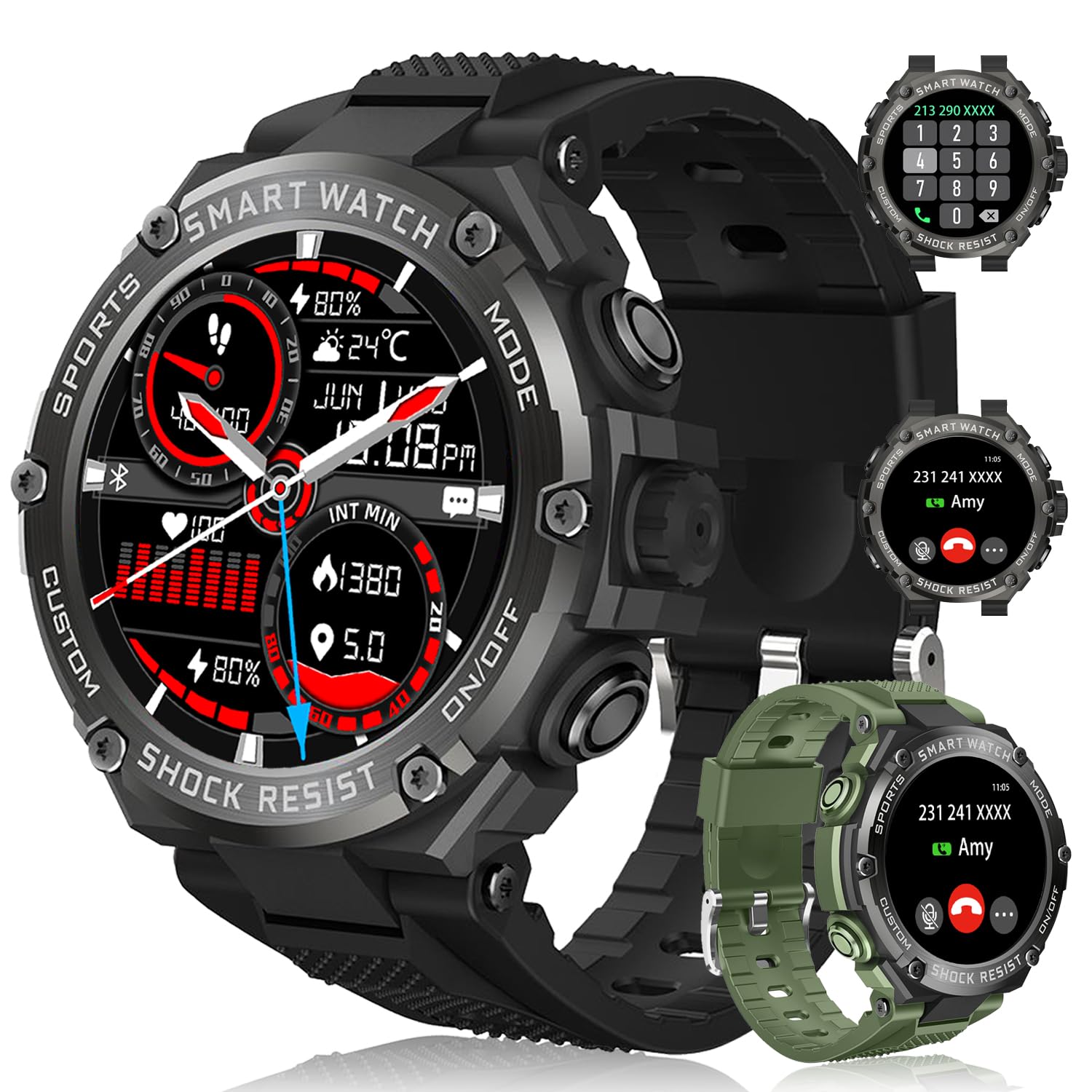 Smart Watch for Men (Bluetooth Call Receive/Dial) 1.53‘’Large HD Screen,600mAh Super Battery,Multi Functional Sports Mode ?in/Outdoor?,Voice Assistant?NFC Key?Health/Fitness Tracker, iOS&Android