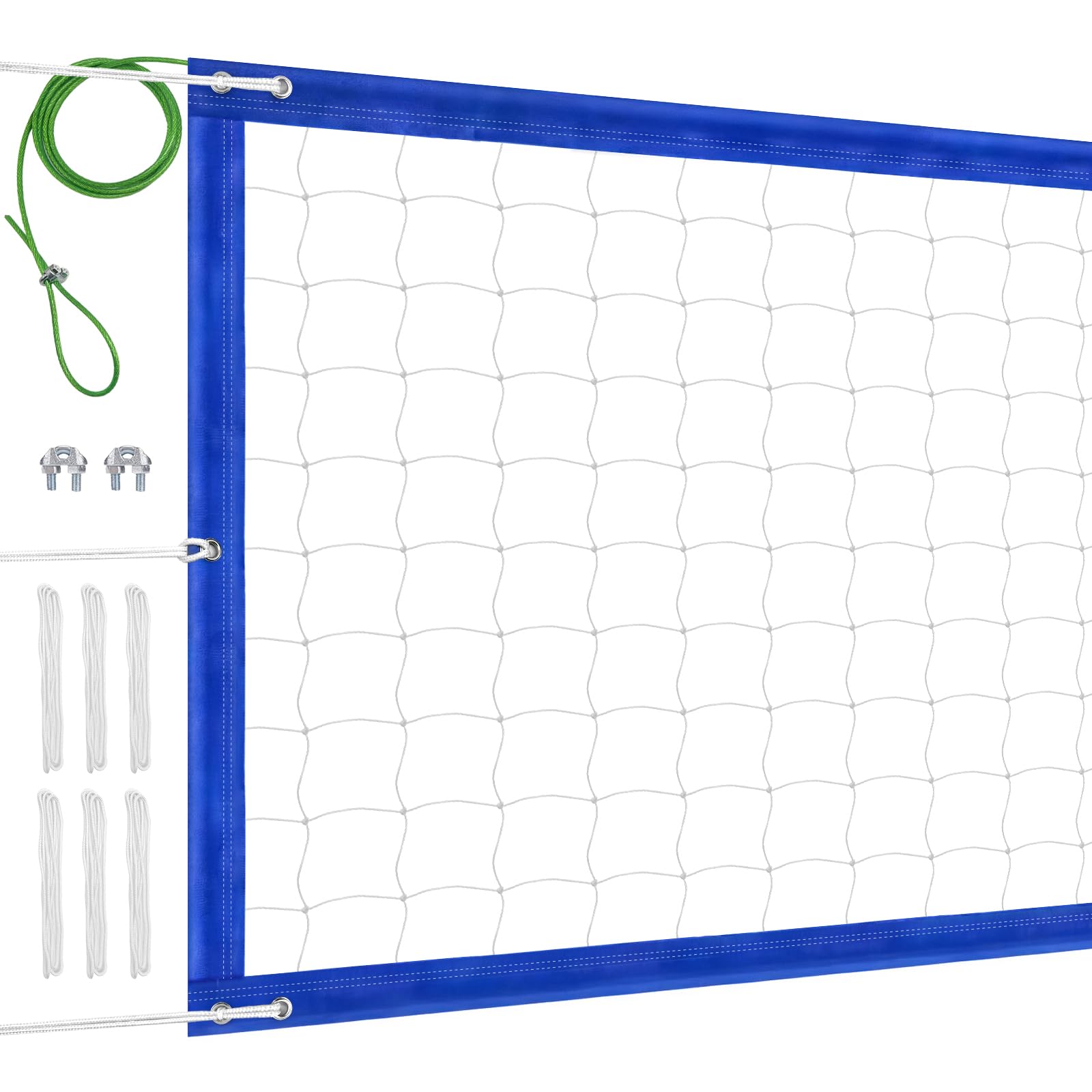 Filet de volley-ball professionnel très résistant, résistant aux intempéries, 10 œillets, bords en nylon 600D épais à double couture, câble métallique étendu pour arrière-cour, campus, plage, piscine