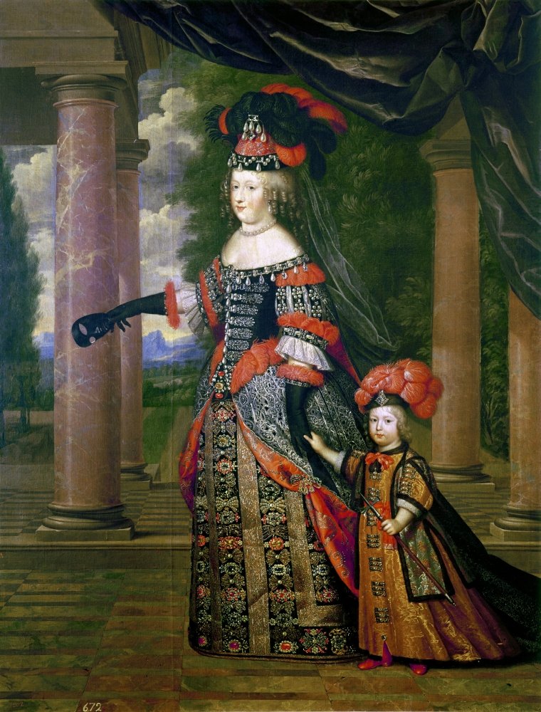 Maria Theresa Of Spain N(1638-1683) Queen Of Louis Xiv Of France 1660-1683 Maria Theresa And Her Son The Dauphin Louis Of France Painting By Pierre Mignard C1665 Poster Print by (18 x 24)