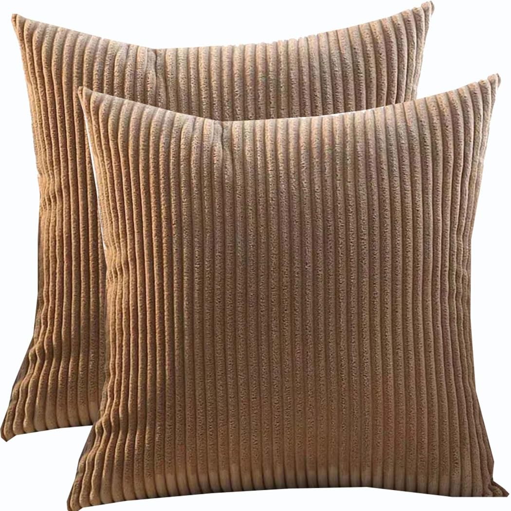 SWJ-swjssb Super King Size Pillow Cases 80x80 70x70 Cm, Set Of 2 Square Extra Large Cushion Covers,Soft Pillow Covers With Invisible Zipper Decorative Pillowcases For Sofa Couch(Camel,75x75 cm)