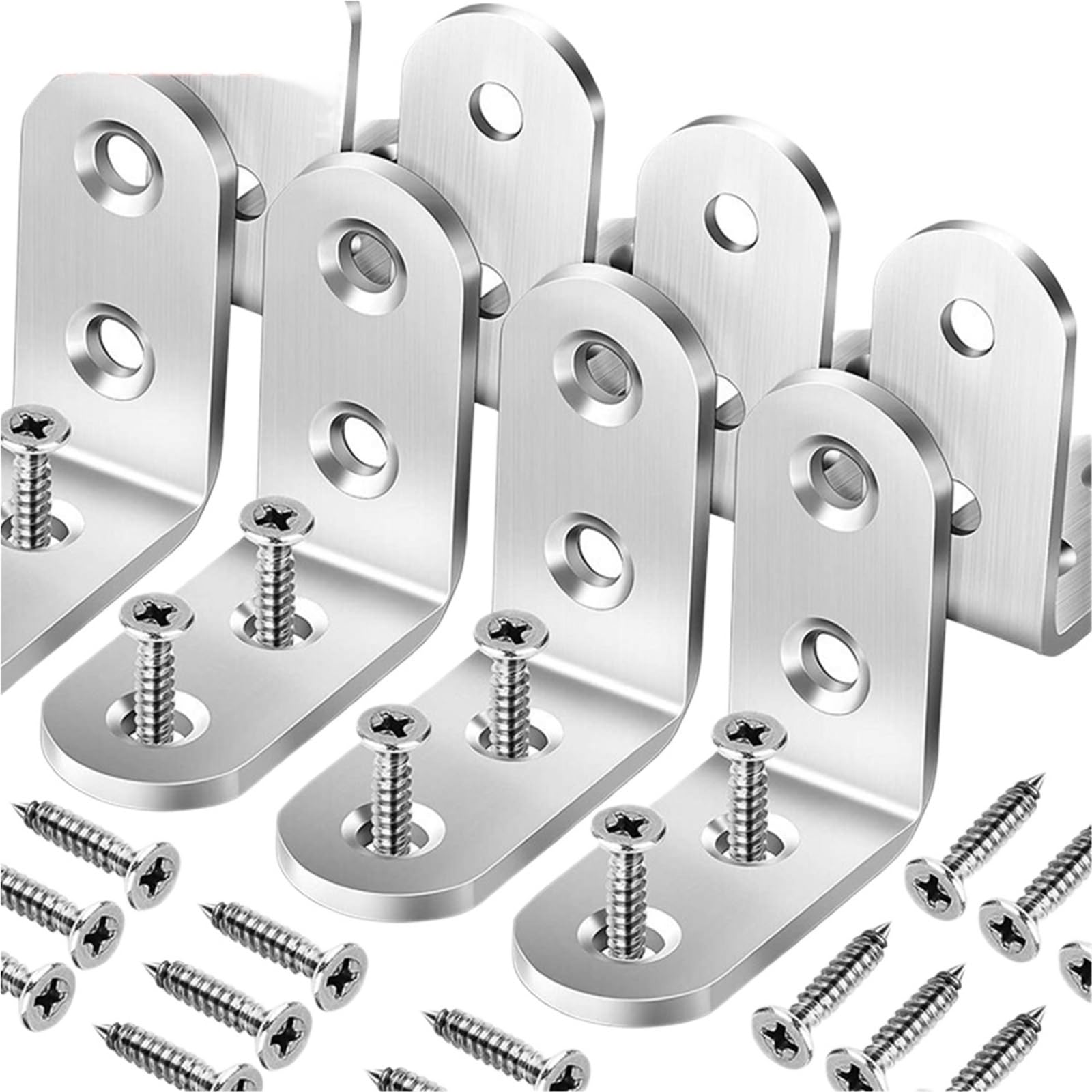 10PCS 90 Degree Angle Corner Brackets Stainless Steel Brace Fastener Wall Hanger for Shelves,Table,Chair
