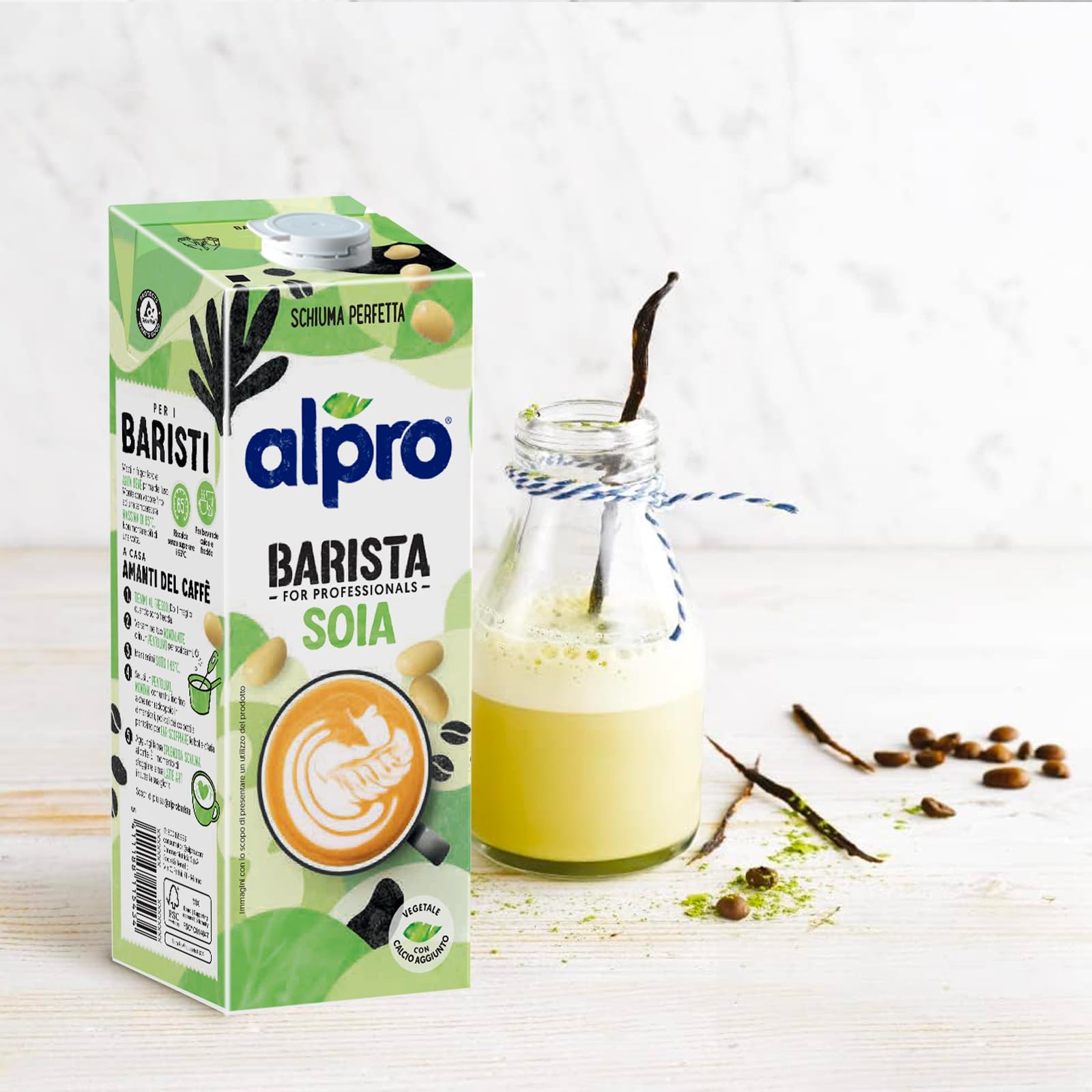ALPRO BARISTA PROFESSIONNEL Boisson au soja pour de délicieuses créations de bar 100% végétales (8 paquets x 1 litre)
