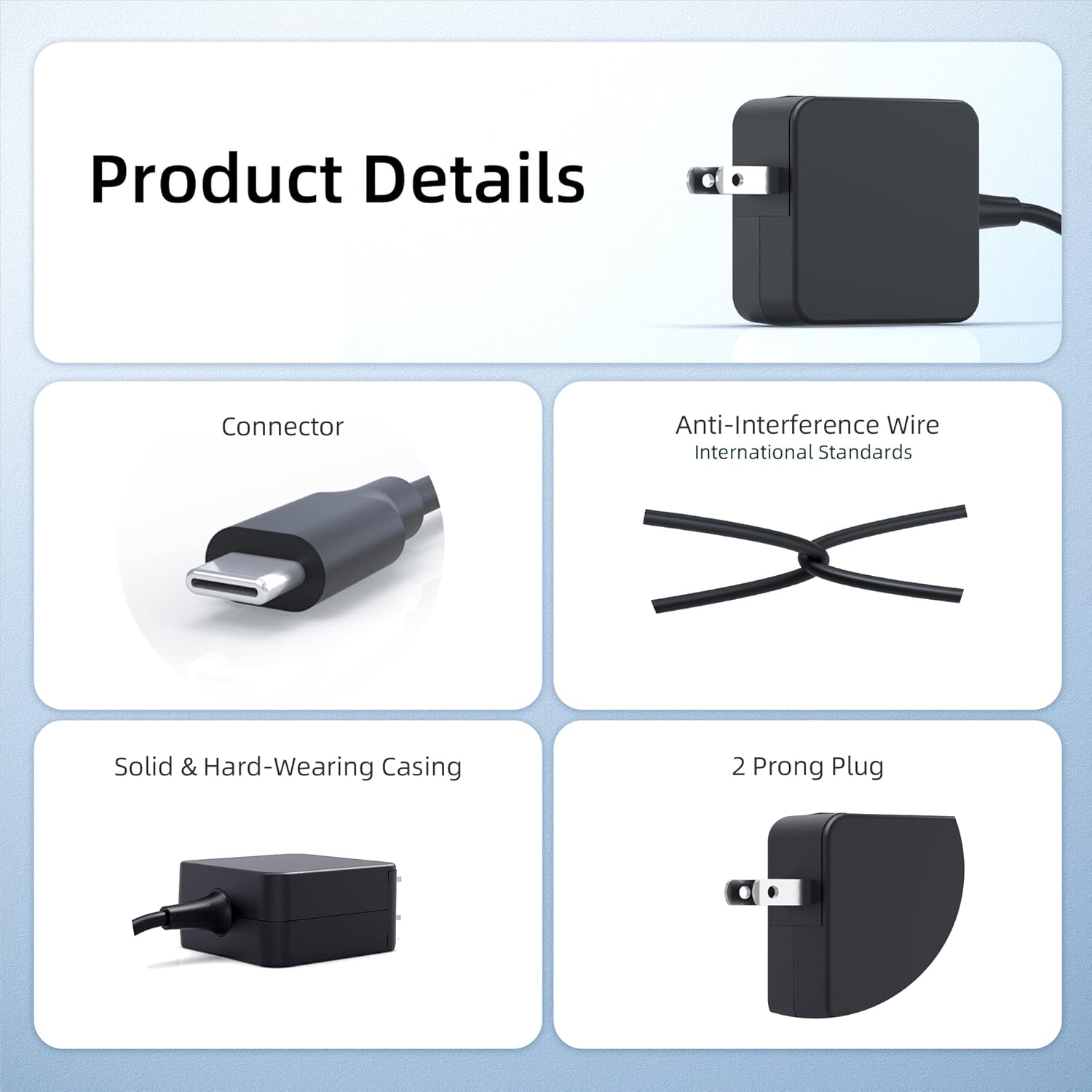 45W AC Charger Replacement Fit for Samsung Galaxy Chromebook XE930QCA XE931QCA, Galaxy Chromebook 2 XE530QDA 15.6”13.3”, Galaxy Chromebook Go 14" XE345XDA-MA1TM Laptop Adapter Power Supply Cord