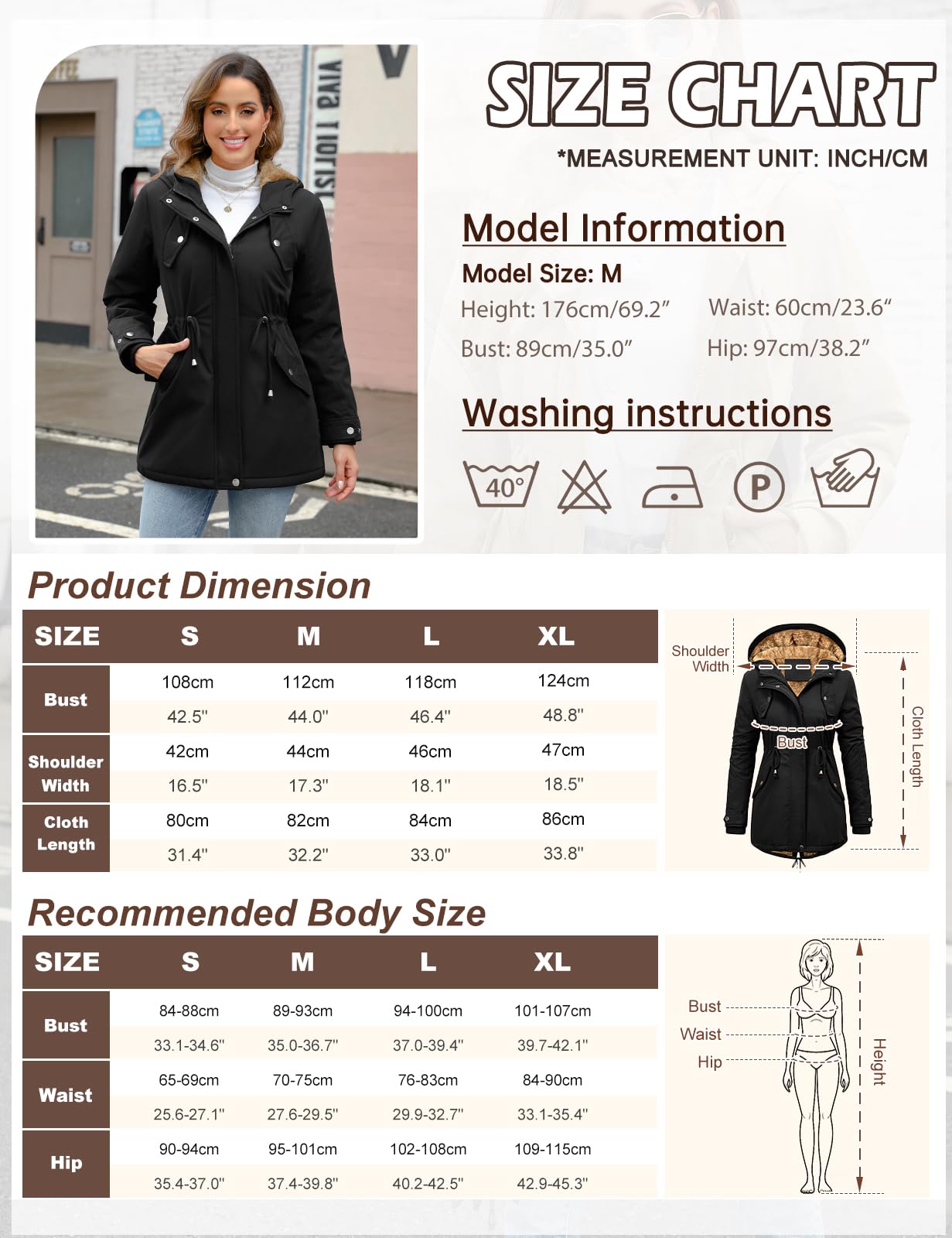 Nadeer Manteau Femme Hiver Polaire Chaud Veste Parka Manteau à Capuche Manches Longues Blouson Zippé Outercoat avec Poches