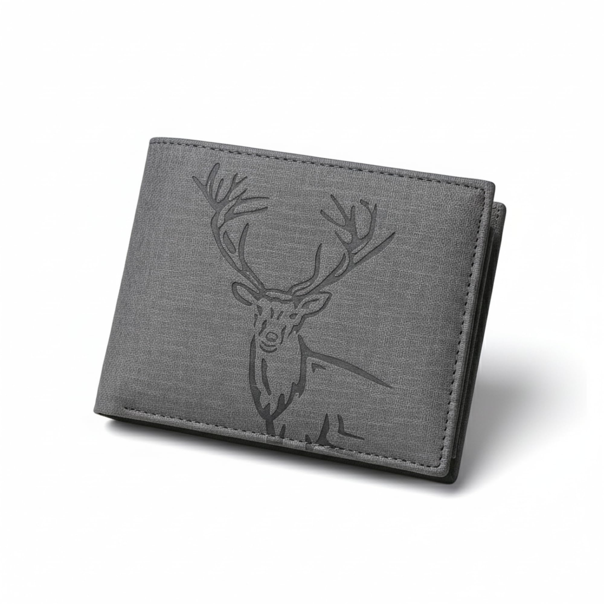 vemilio quality meets affordability VEMILIO Men's Vegan Leather Wallet with Deer Logo | Slim Bifold Wallet for Men | 3 Card Slots, 2 Cash Compartments,1 Coin Pocket & 2 Hidden Slots | Stylish Gift Wallet for Men (Deer, Grey)-picture-26