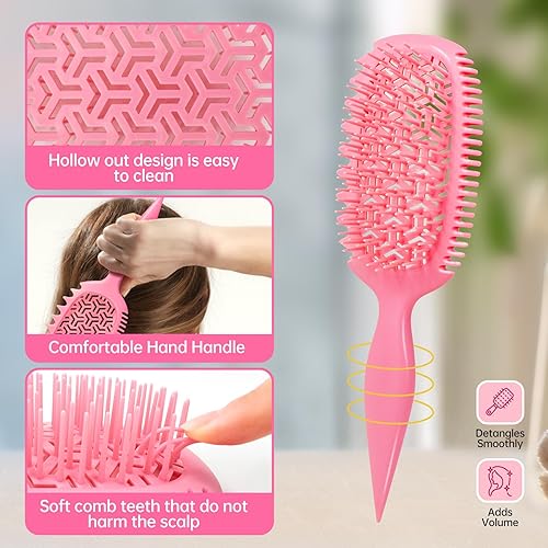 Miniatura 4 de Cepillo desenredante para cabello húmedo y seco, cepillo definidor de rizos, cepillo de rizos para cabello rizado húmedo para ducha y viajes, color