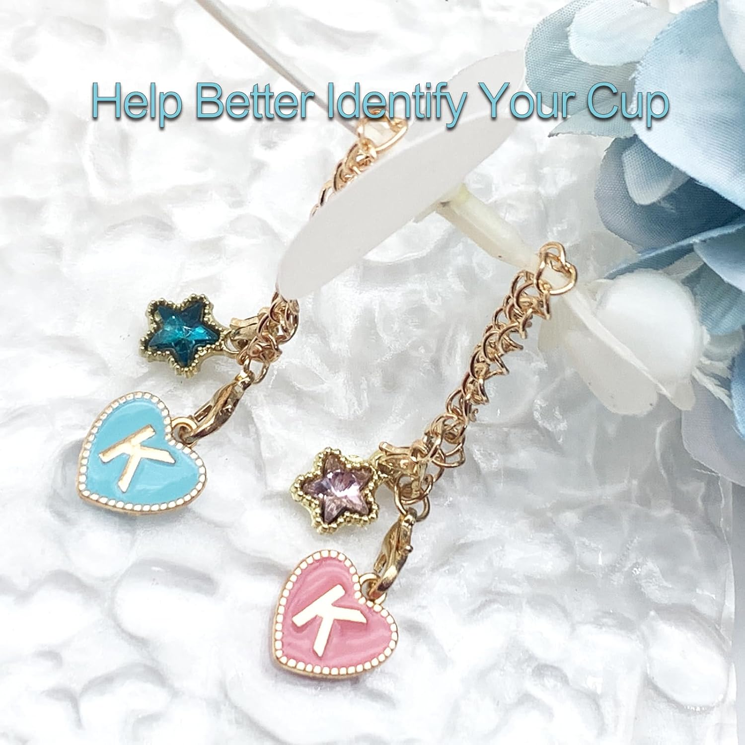 2Pcs Letter Charm Accessories for Stanley Cup, Name Id Initial Letter for Stanley 30&40 oz Tumbler with Handle, Star Shape Decor, Personalized Stanley Cup Accessories Chain (Letter-J) - Image 4