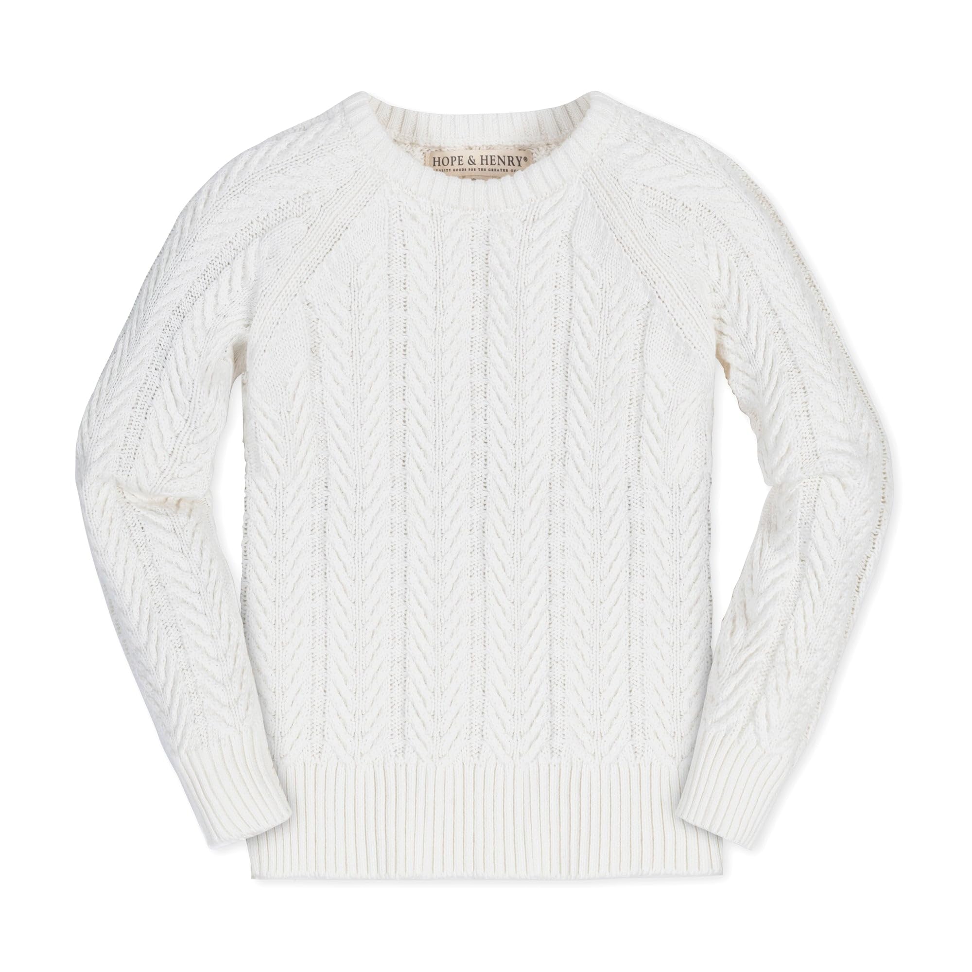 Hope &amp; Henry Girls Cable Front Pullover Sweater