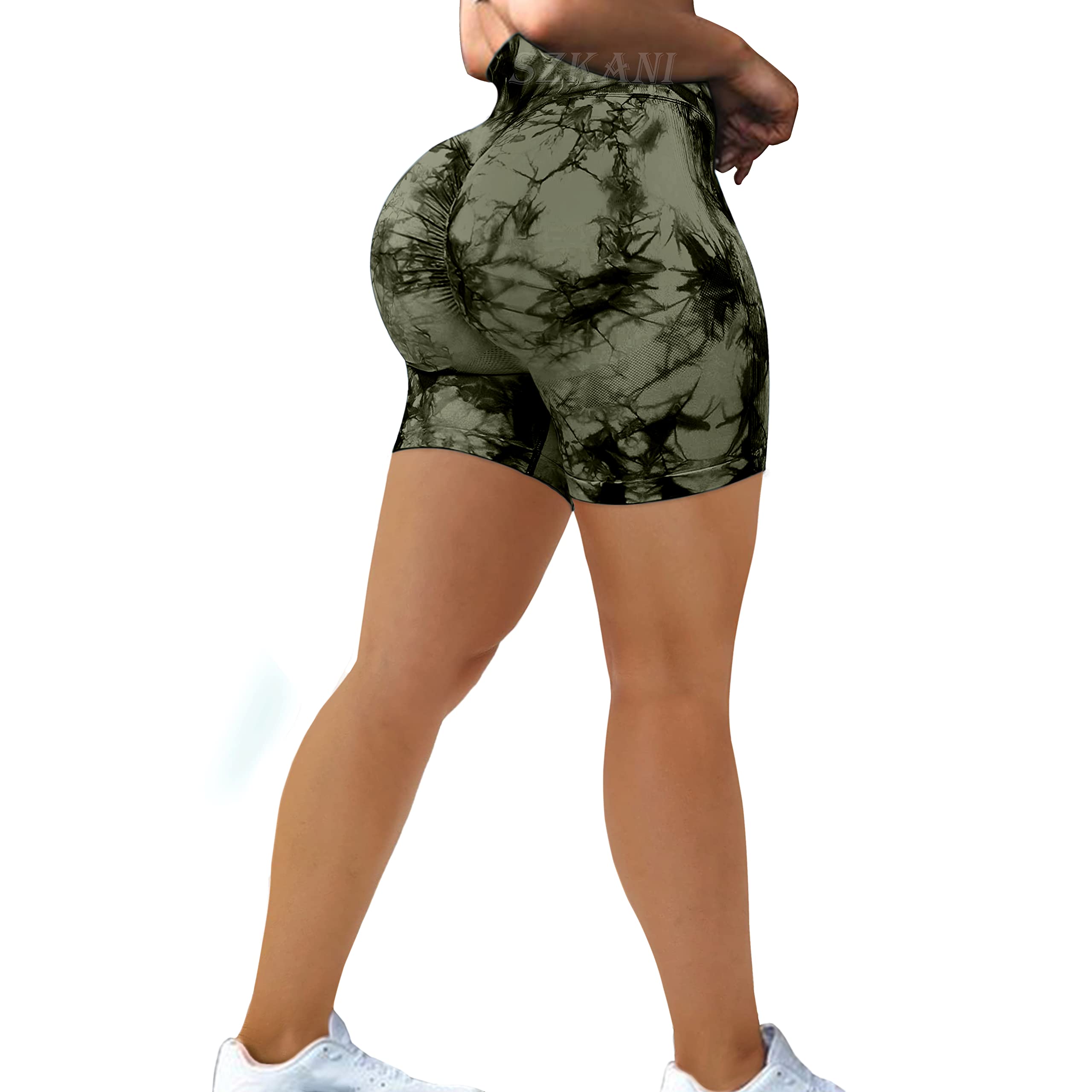 Scrunch Butt Lifting Seamless Shorts for Women High Waist Tummy Control Workout Biker Shorts Ruched Booty Lifting Leggings