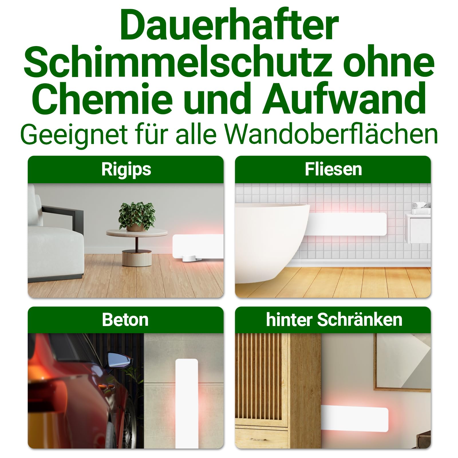 HEIMWERT Anti Schimmel Heizung mit Spezial Infrarot Schutzmembran - Tötet Schimmel besonders energiesparend und chemiefrei in Wand, Tapete, Bad, Keller ab - Anti Mold Dry 50w (Weiß)