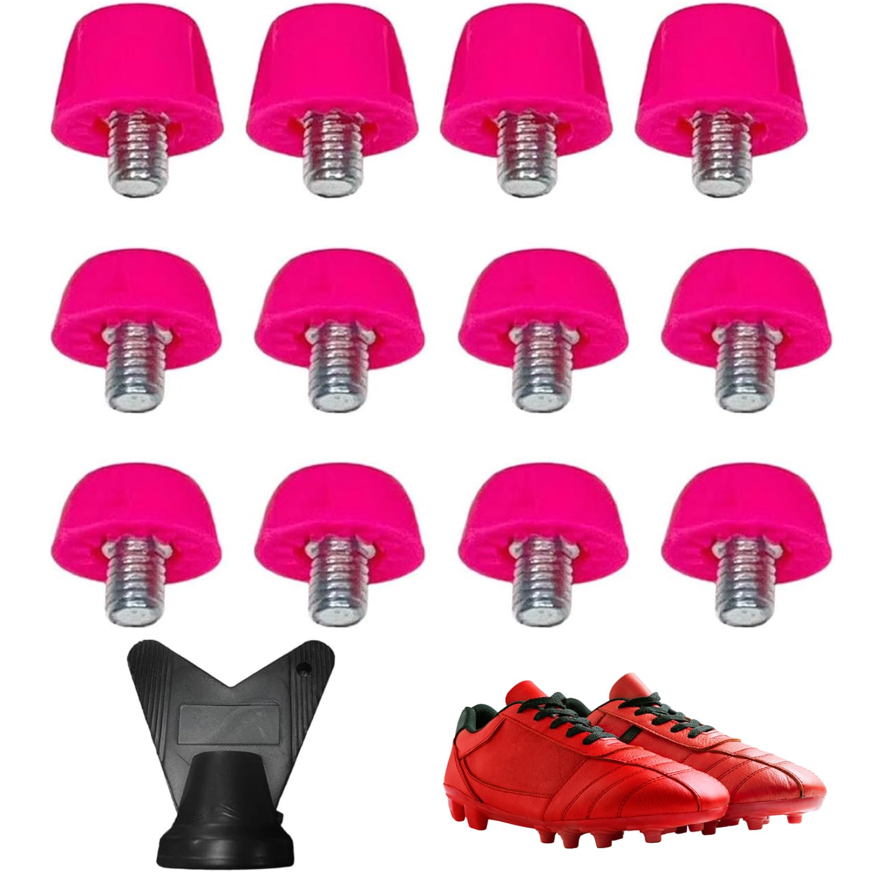Crampons en Plastique pour Crampons de Football, 12 pièces, 7 mm et 10 mm, à Visser avec clé M 5, de Remplacement pour Terrain Football
