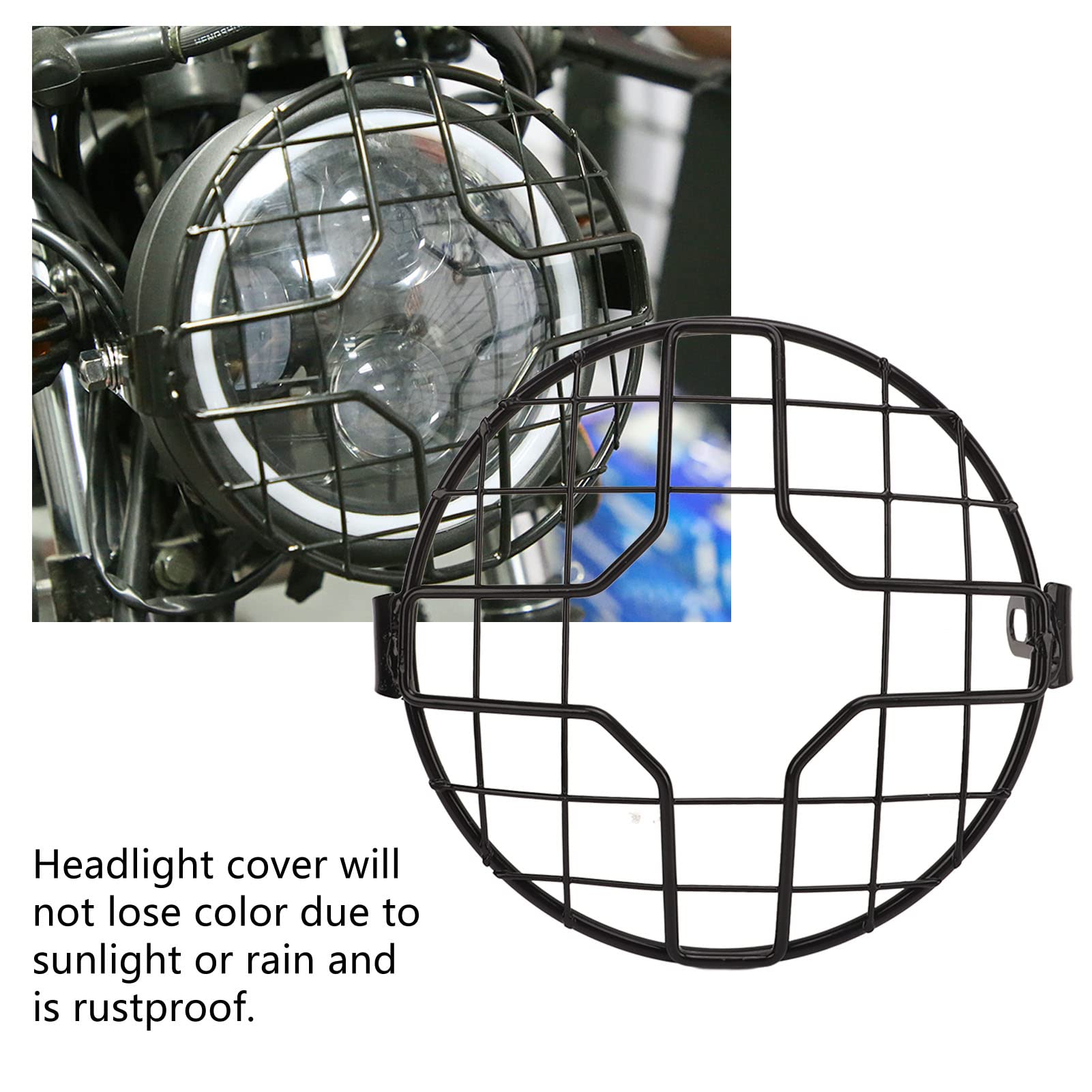 Tyenaza Griglia Faro per Moto, Copri Griglia Anteriore Universale Resistente al Motociclo per la Maggior Parte delle Moto, Accessori per Motocicli, Rotonda da 16cm (A)