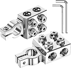TOPDC 8-Way Lead Acid Battery Terminal Connector, Battery Cable Ends 8AWG up to 4/0(XL) AWG, Positive and Negative (+/-)(Pair) for SAE/DIN/EN Tapered Top Post