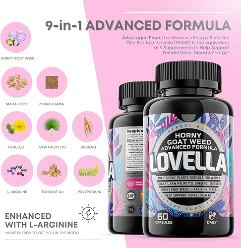 Miniatura 2 de Hornygoatweed Women - Píldoras para libido, estado de ánimo y energía para mujeres con cápsulas de raíz de maca para mujeres, suplementos de