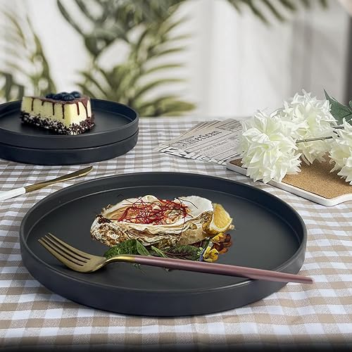 Miniatura 10 de Teivio Juego de vajilla de paja de trigo de 24 piezas, servicio para 6, platos llanos, platos de postre, cuencos para cereales, vasos, platos de