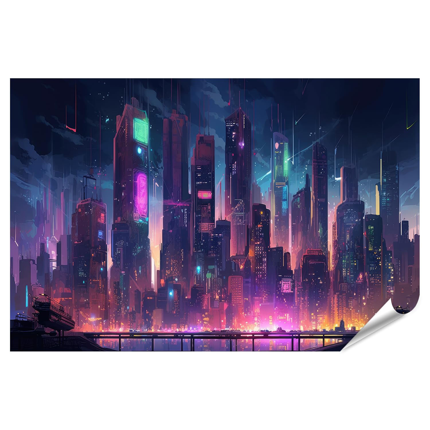 Poster Cyberpunk City Skyline Islandburner - XXL 130x90 Cm - Foto 8