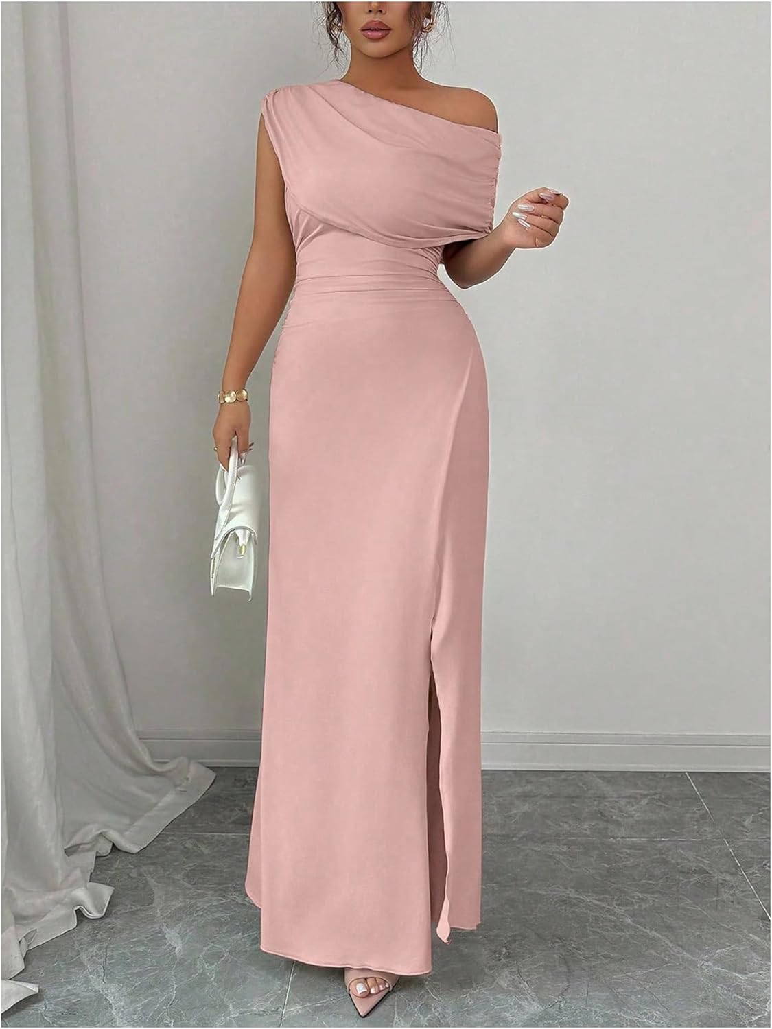 SOLY HUX Women's Off The Shoulder Bodycon Dresses Elegant Cocktail Prom Dress with Slit