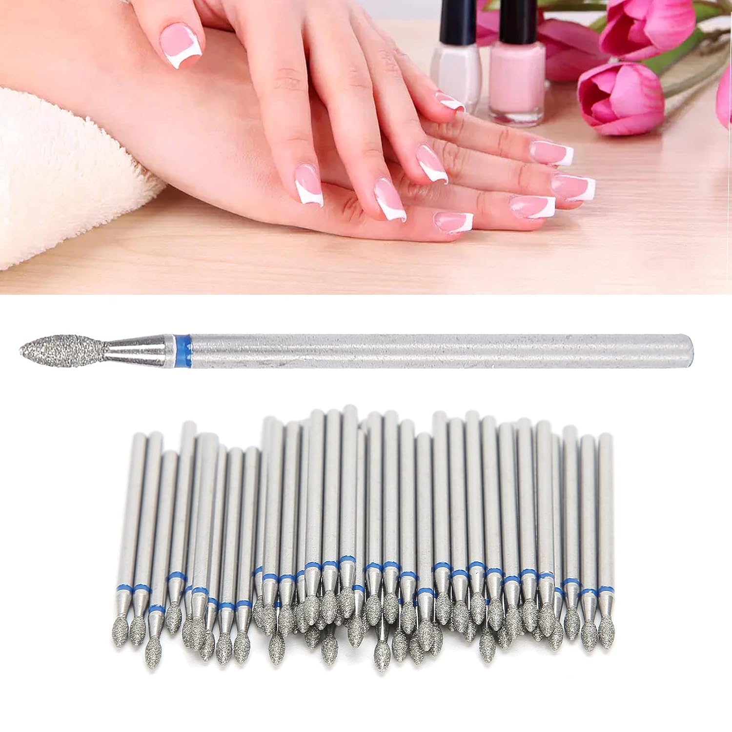 50pcs Nail Drill Bits Set for Manicure - Emery Nail Polishing Accessories for Nail Art and Foot Care - Compatible with Most Nail Drill Machines